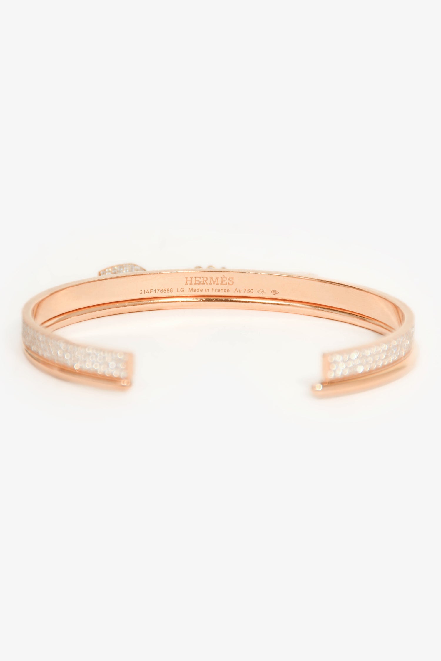 Hermès 18K Rose Gold Diamonds Kelly Cadenas Double Bracelet Small Model
