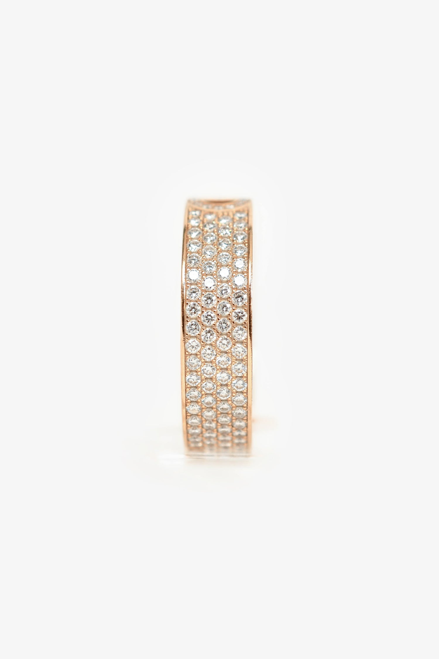 Hermès 18K Rose Gold Diamond Small H d'Ancre Ring Size 56