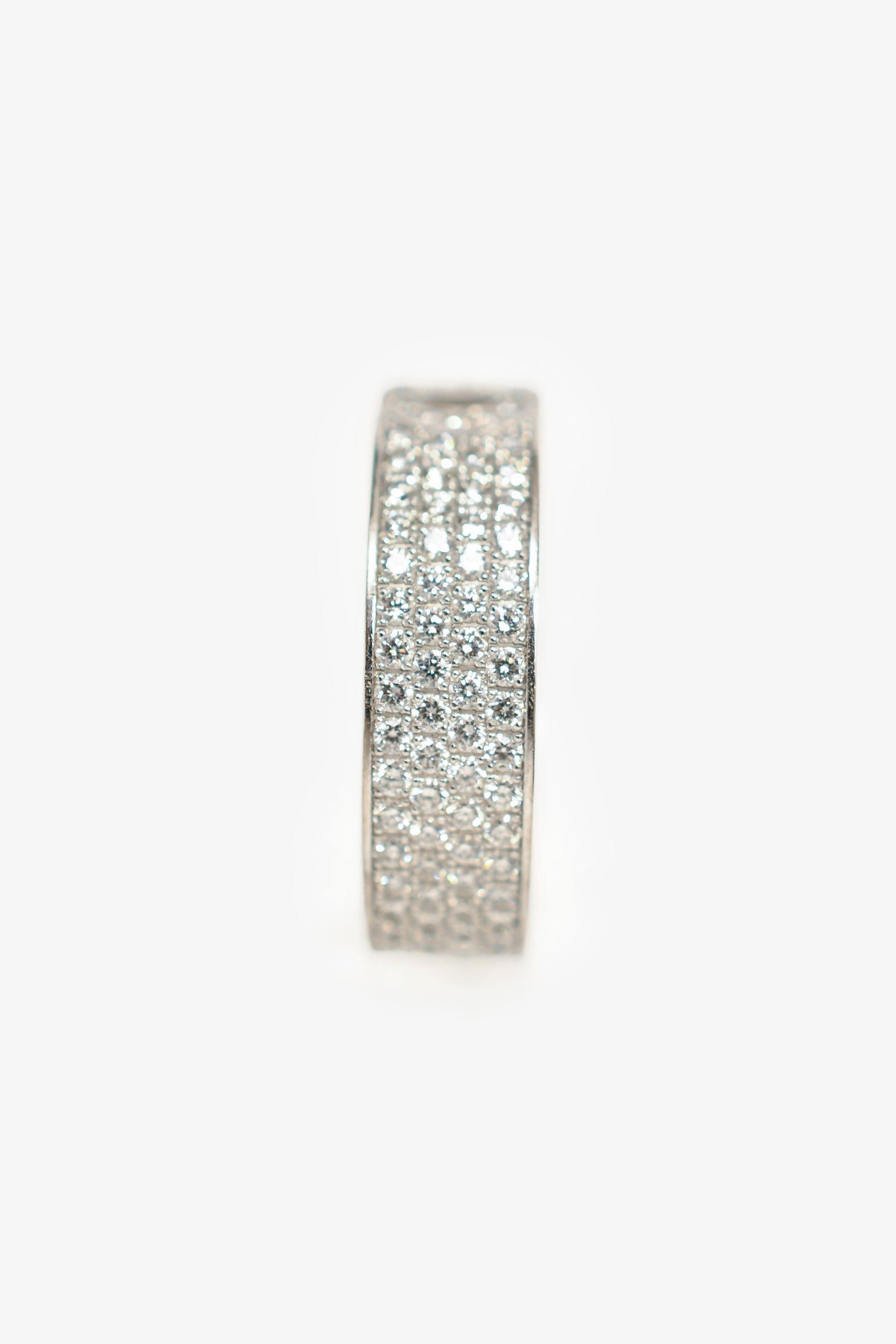Hermès 18K White Gold Diamond Small H d'Ancre Ring Size 54