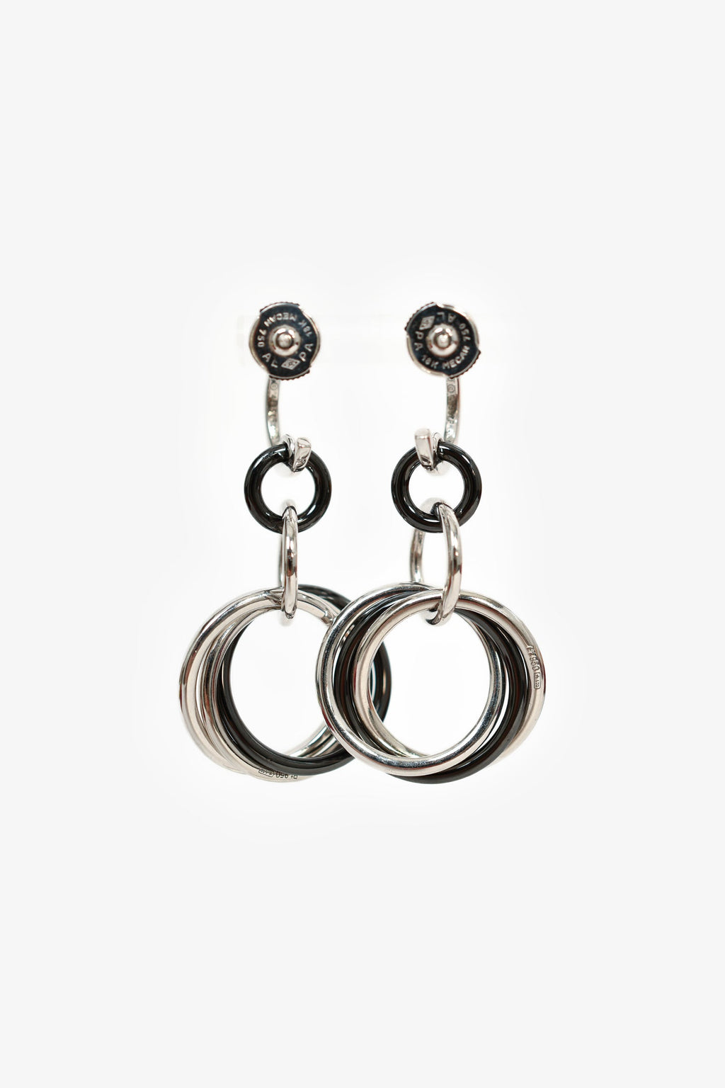 Cartier 18K White Gold/Black Ceramic Diamond Trinity Earrings