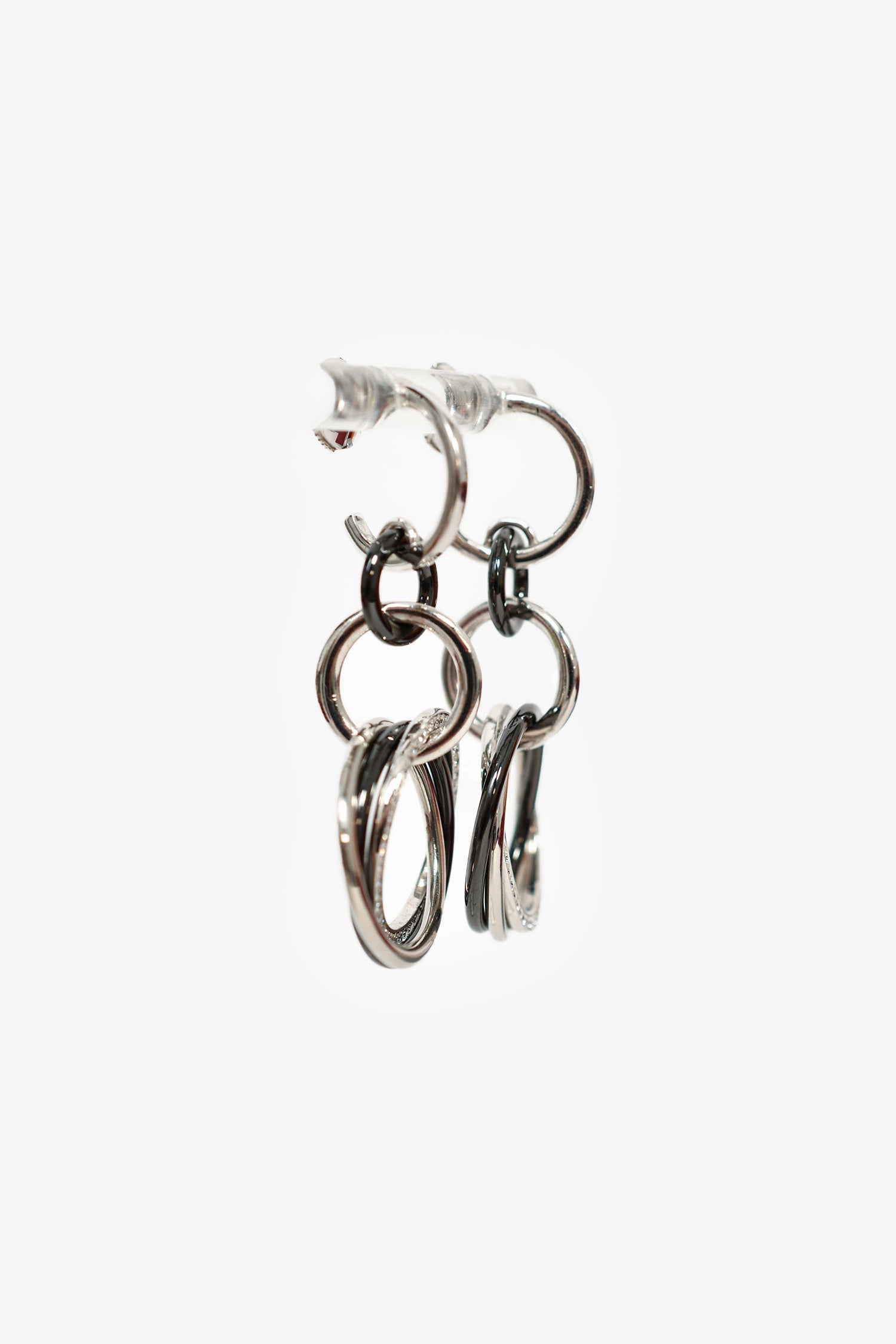 Cartier 18K White Gold/Black Ceramic Diamond Trinity Earrings