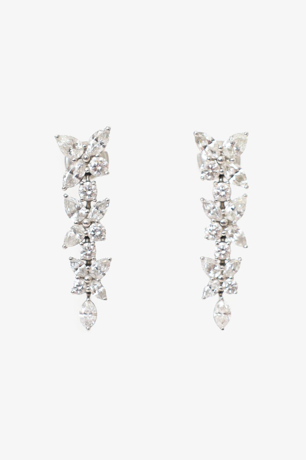Tiffany & Co. Platinum Diamond Victoria Mixed Cluster Drop Earrings