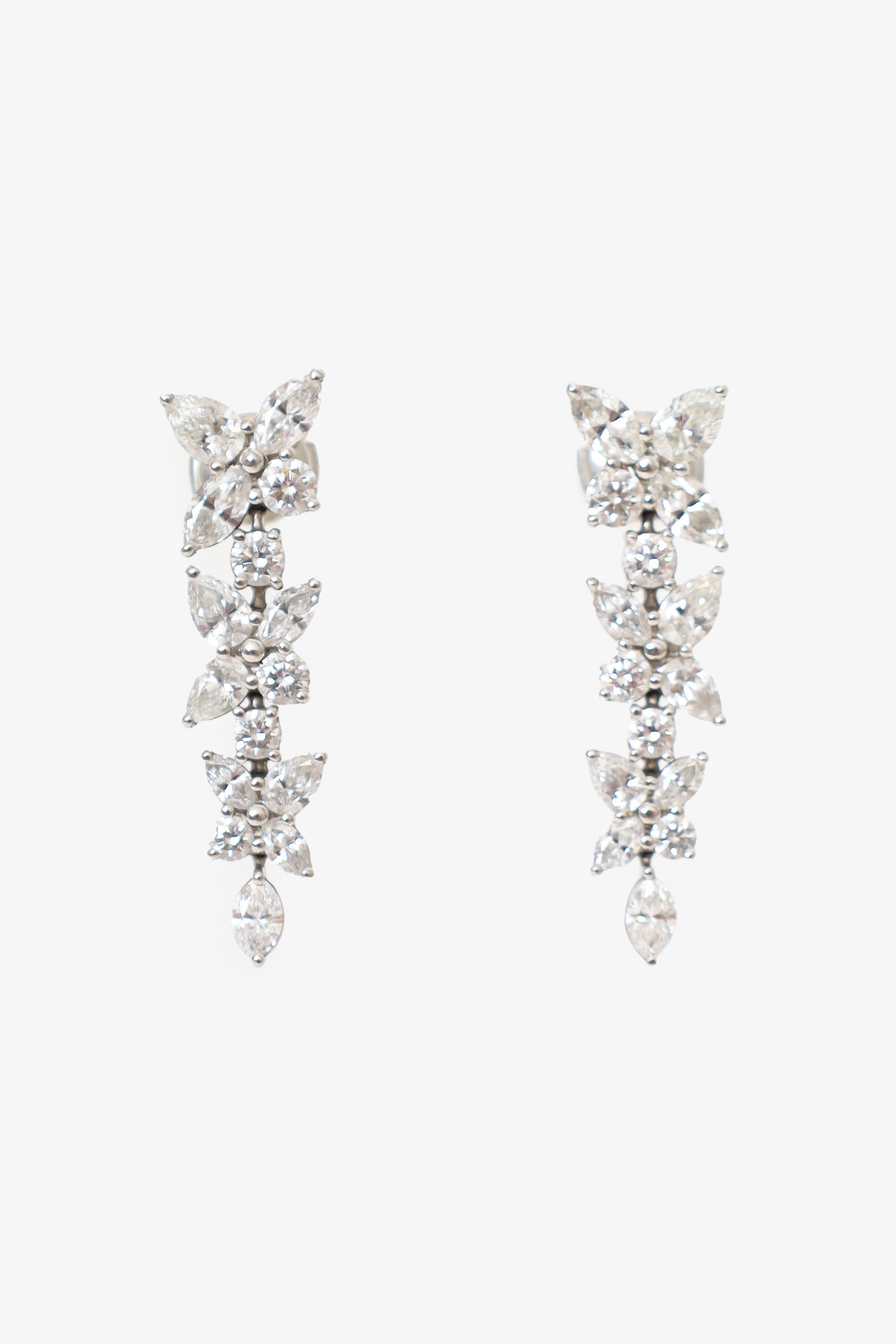 Tiffany & Co. Platinum Diamond Victoria Mixed Cluster Drop Earrings