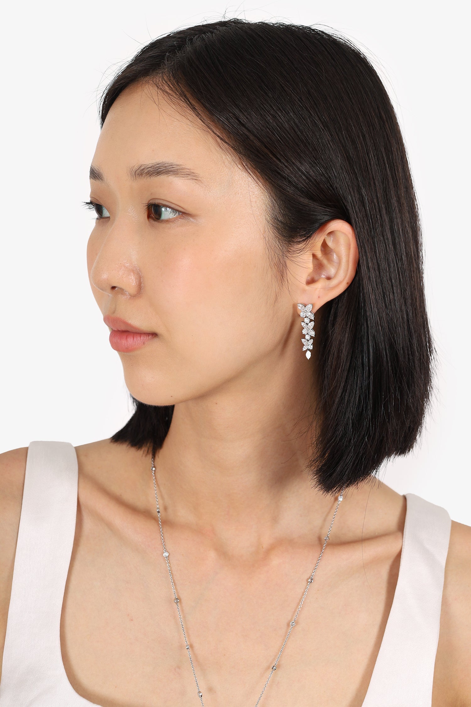 Tiffany & Co. Platinum Diamond Victoria Mixed Cluster Drop Earrings