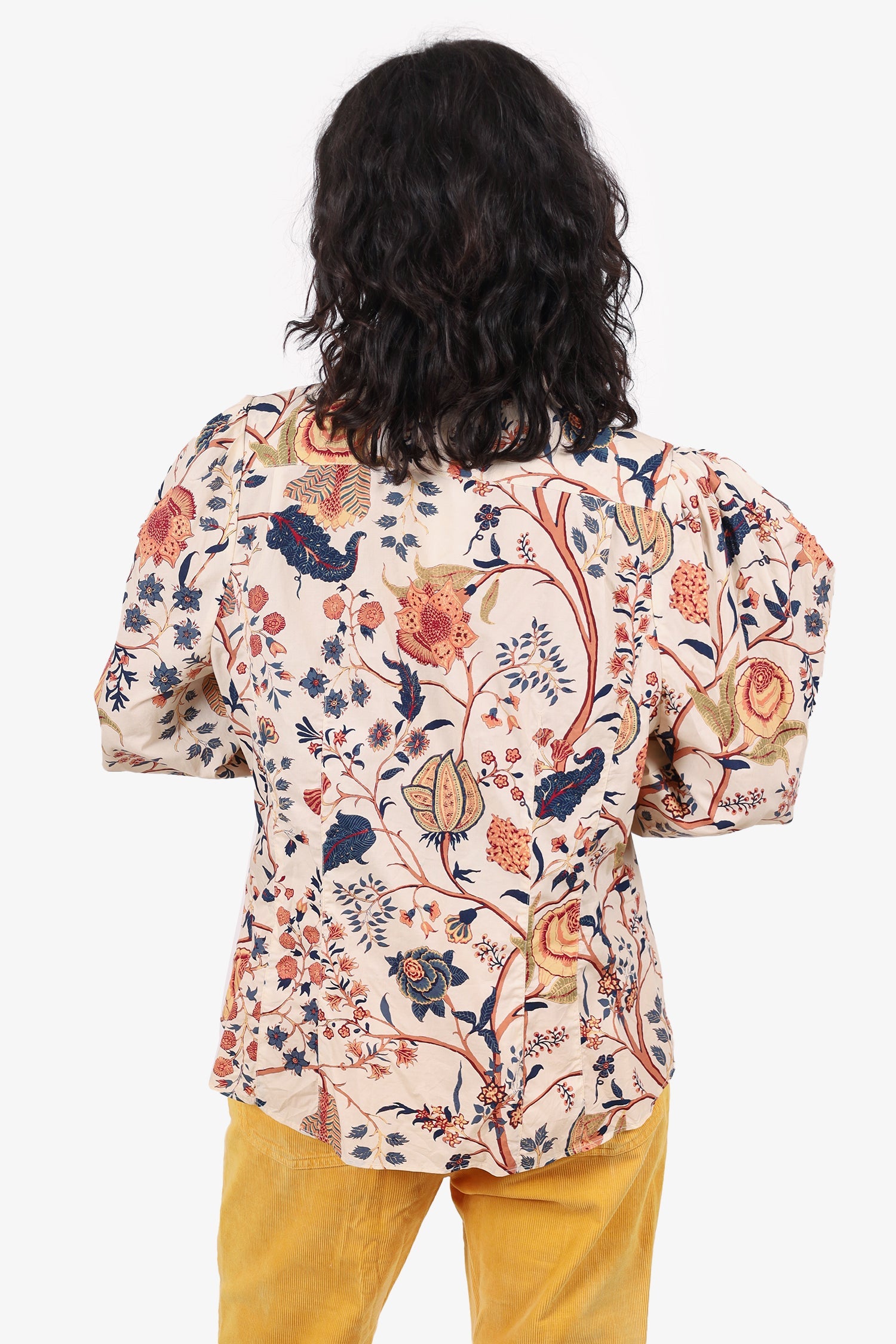 Ulla Johnson White/Multicolour Harriet Floral Puff Sleeve Shirt Size 12