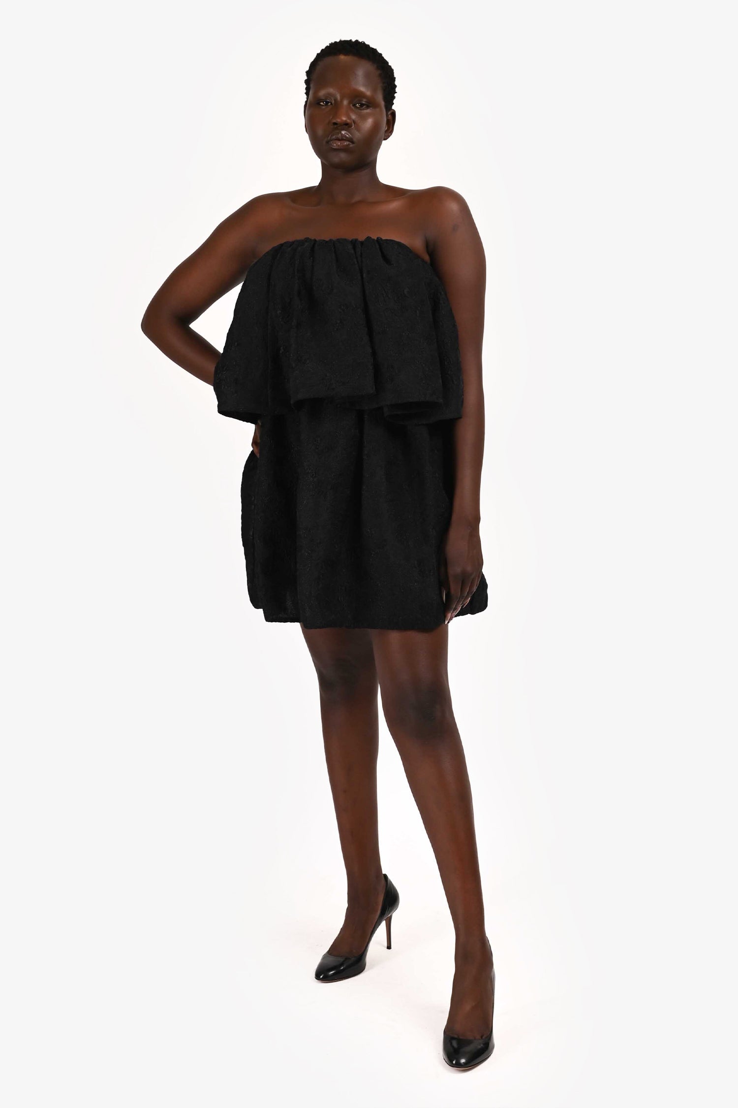 Ulla Johnson Black Floral Textured Oui Mini Tube Dress Size 6