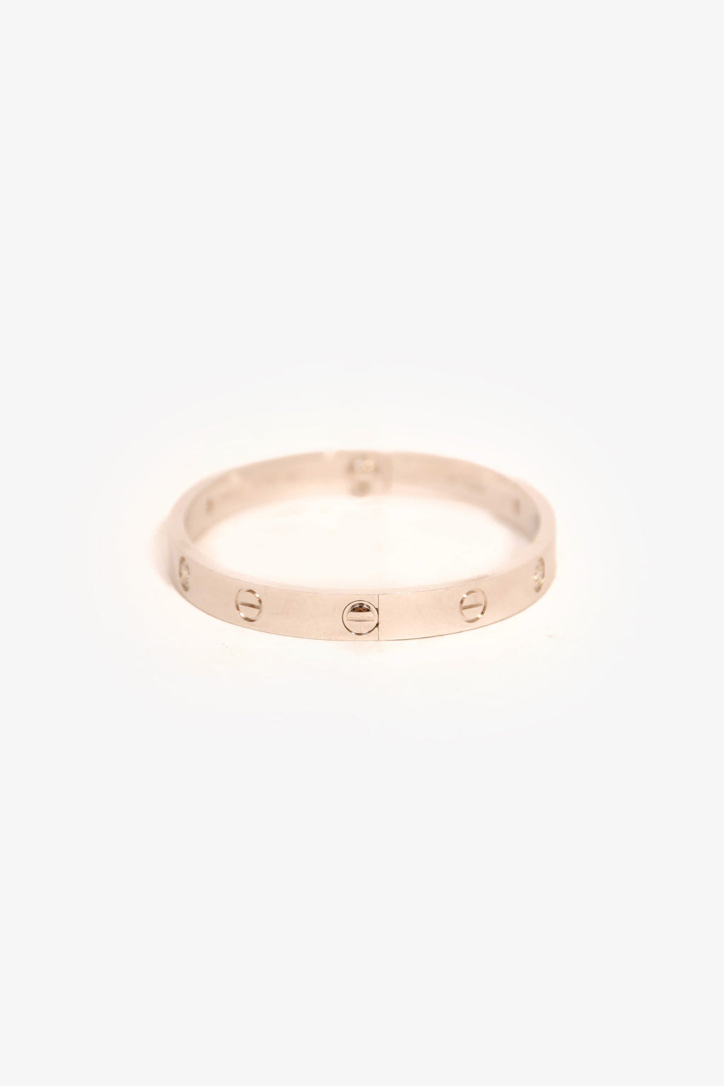Cartier 18K White Gold 4-Diamond Love Bracelet Medium Model Size 17
