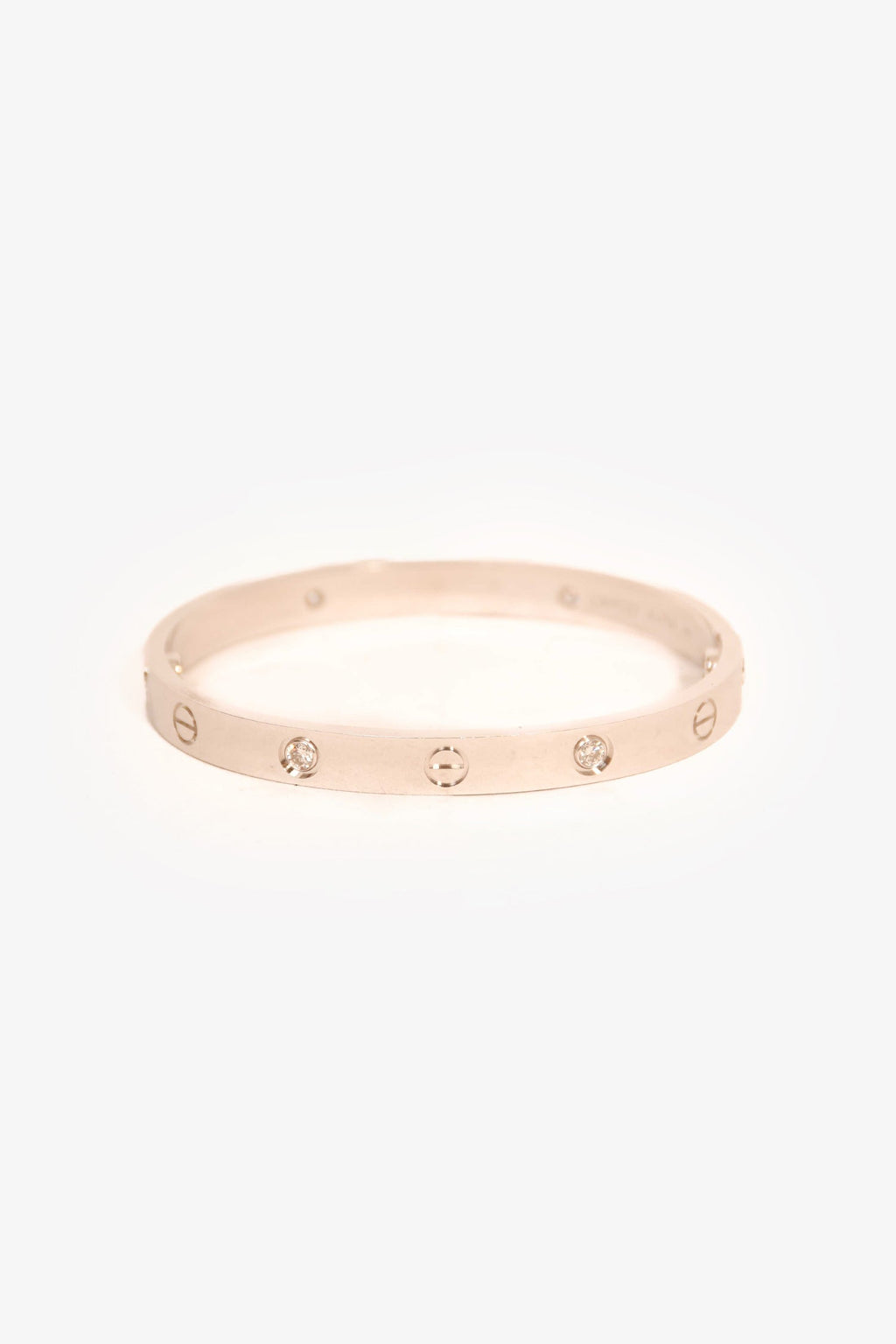Cartier 18K White Gold 4-Diamond Love Bracelet Medium Model Size 17