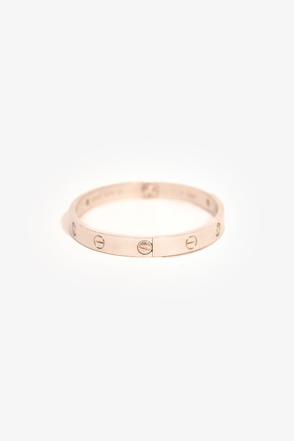 Cartier 18K White Gold 4-Diamond Love Bracelet Medium Model Size 17