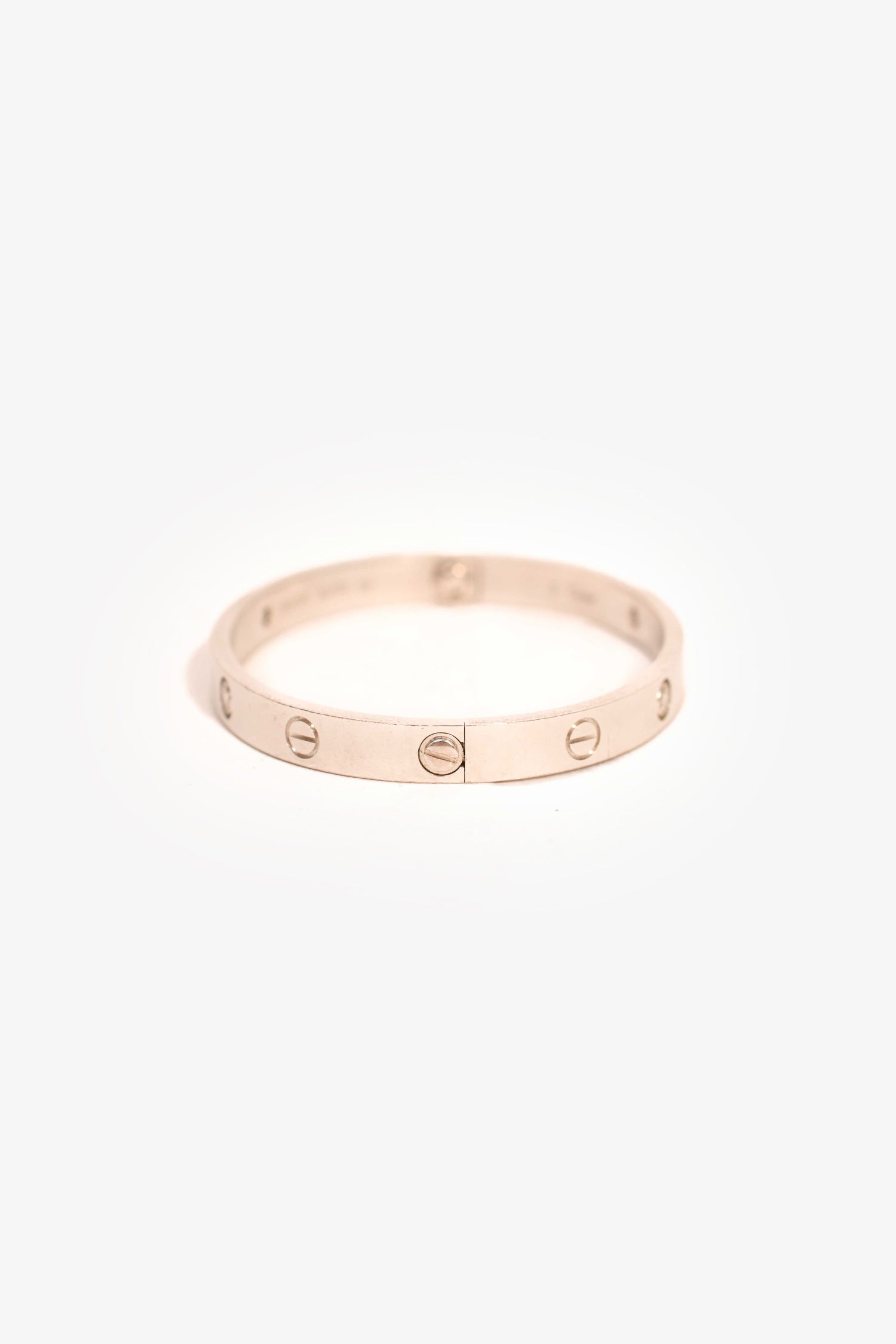 Cartier 18K White Gold 4-Diamond Love Bracelet Medium Model Size 17