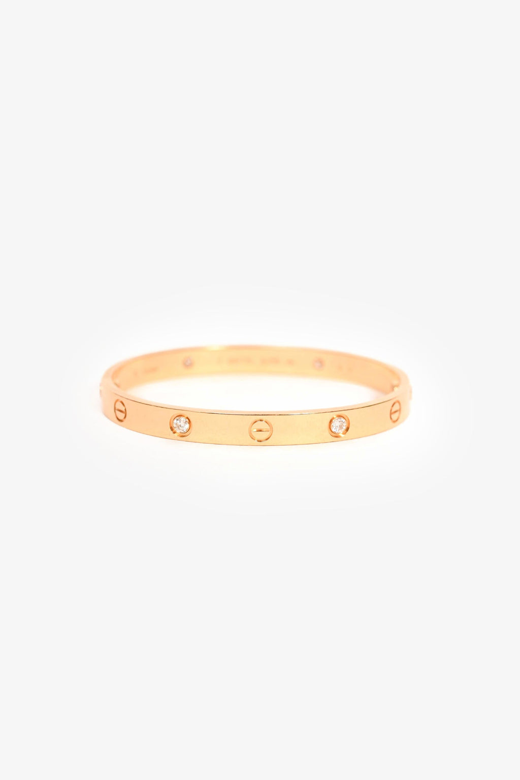 Cartier 18K Yellow Gold 4 Diamonds Medium Model Love Bracelet Size 17