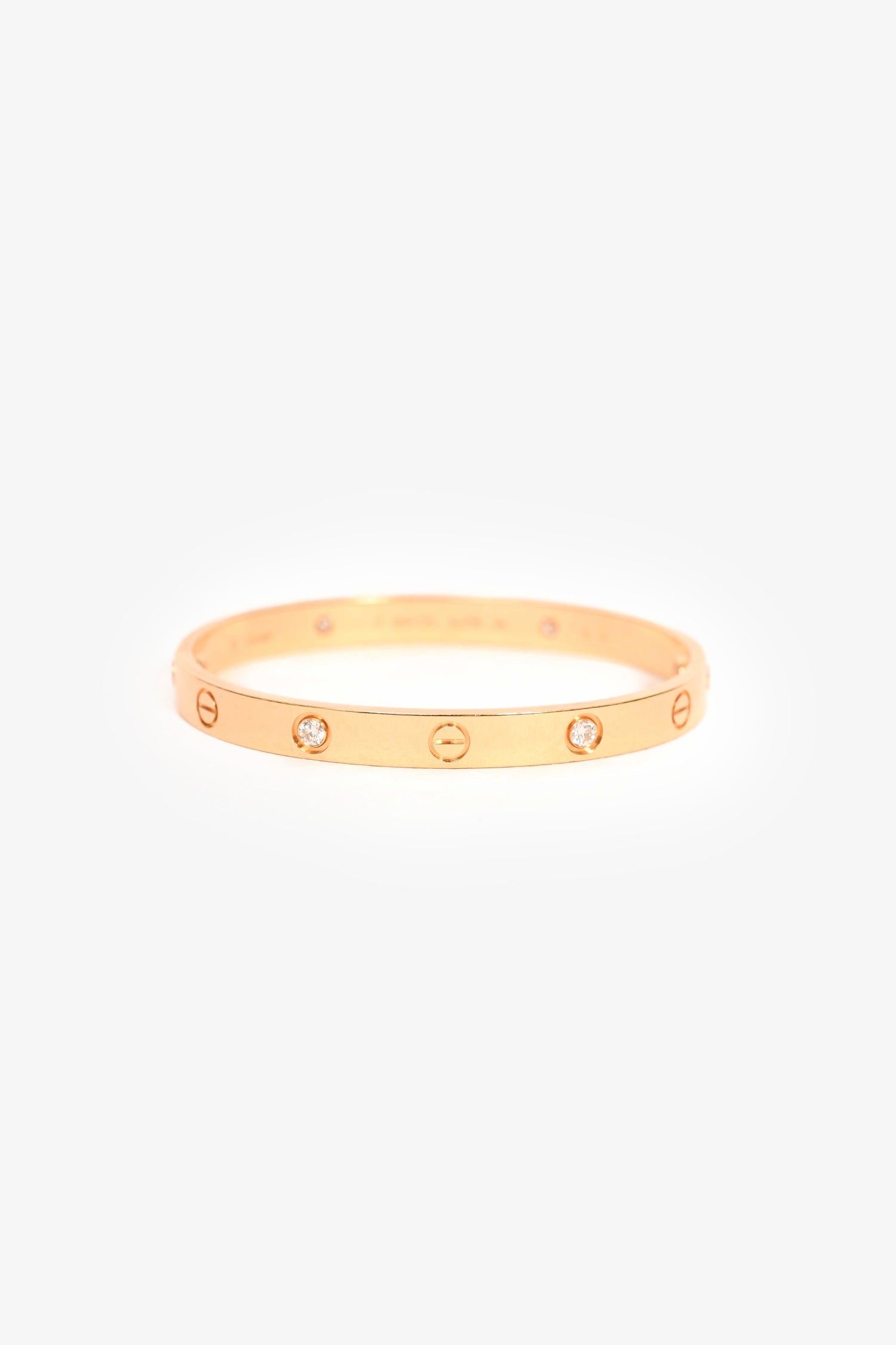 Cartier 18K Yellow Gold 4 Diamonds Medium Model Love Bracelet Size 17
