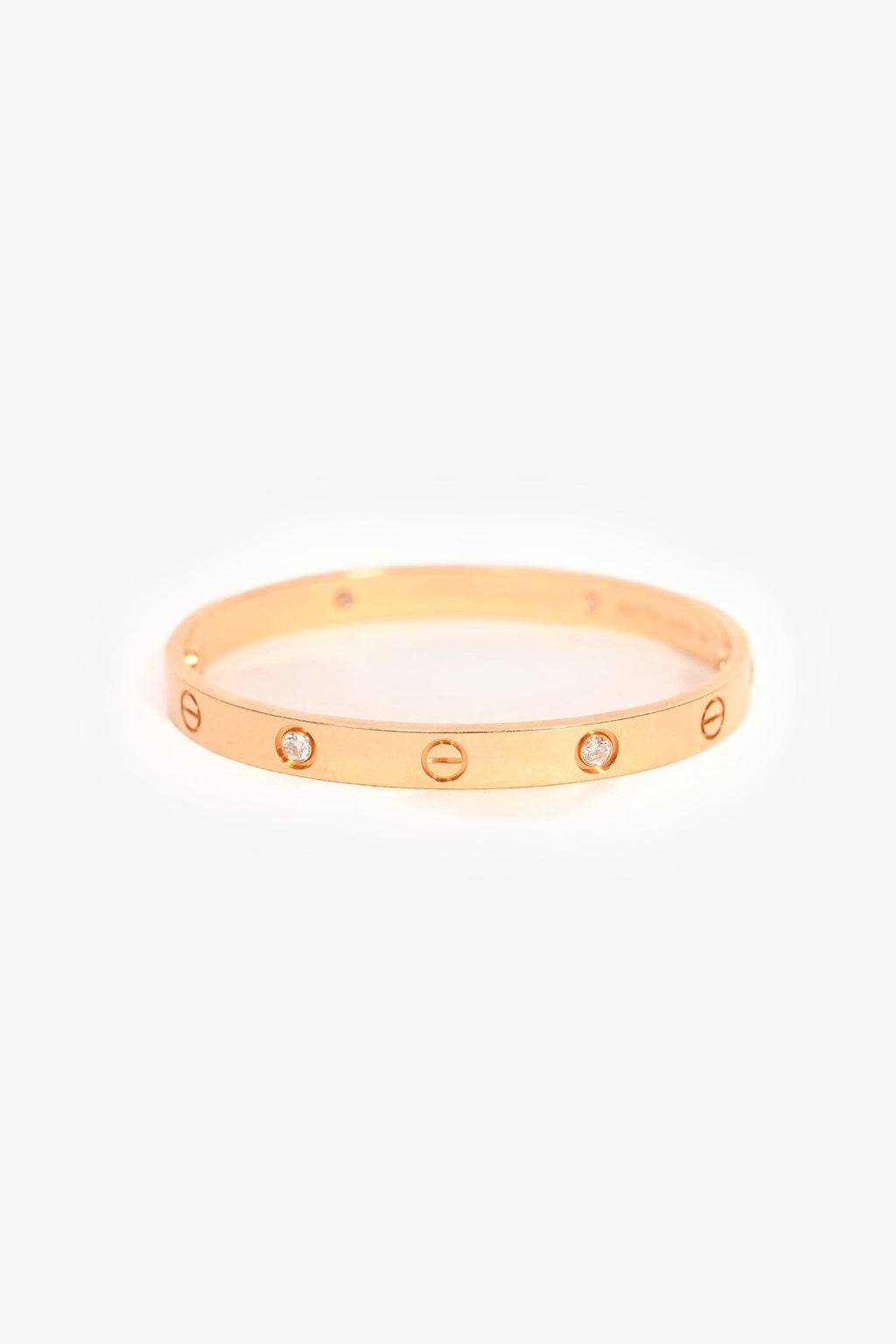 Cartier 18K Yellow Gold 4 Diamonds Medium Model Love Bracelet Size 17