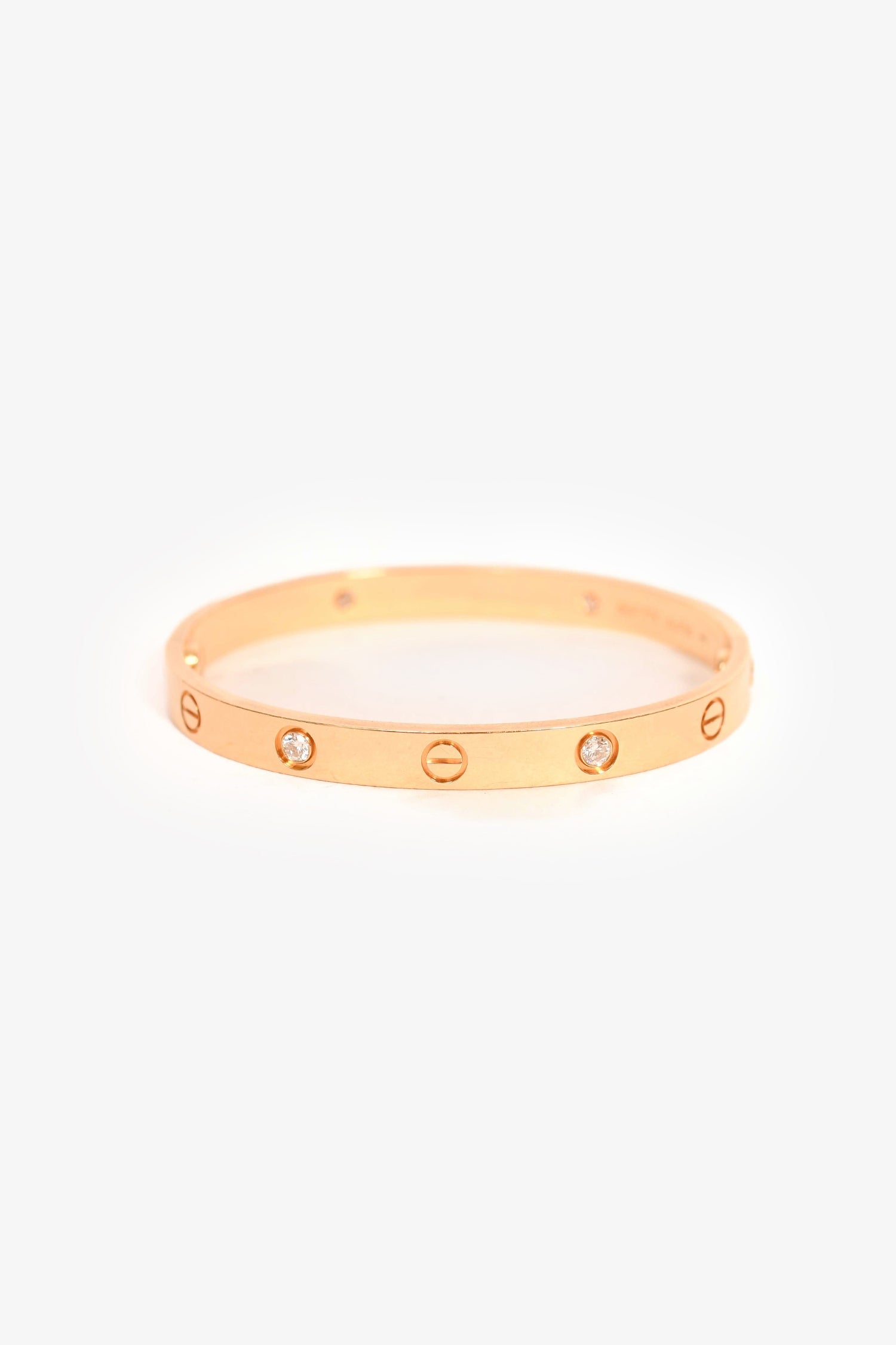 Cartier 18K Yellow Gold 4 Diamonds Medium Model Love Bracelet Size 17