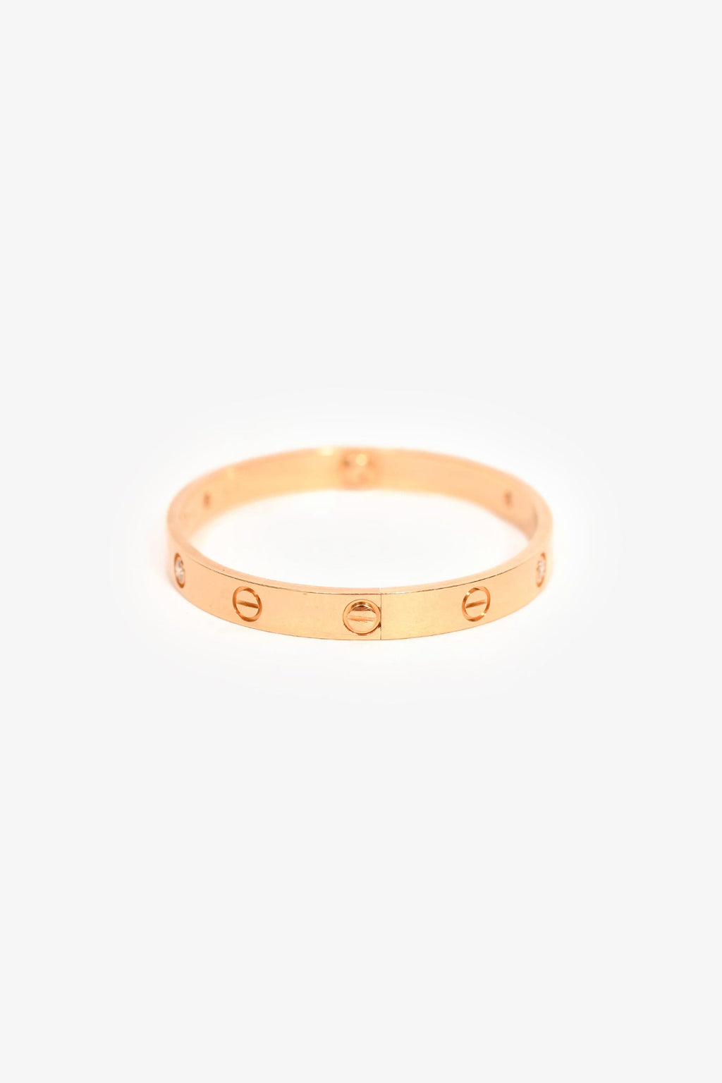 Cartier 18K Yellow Gold 4 Diamonds Medium Model Love Bracelet Size 17