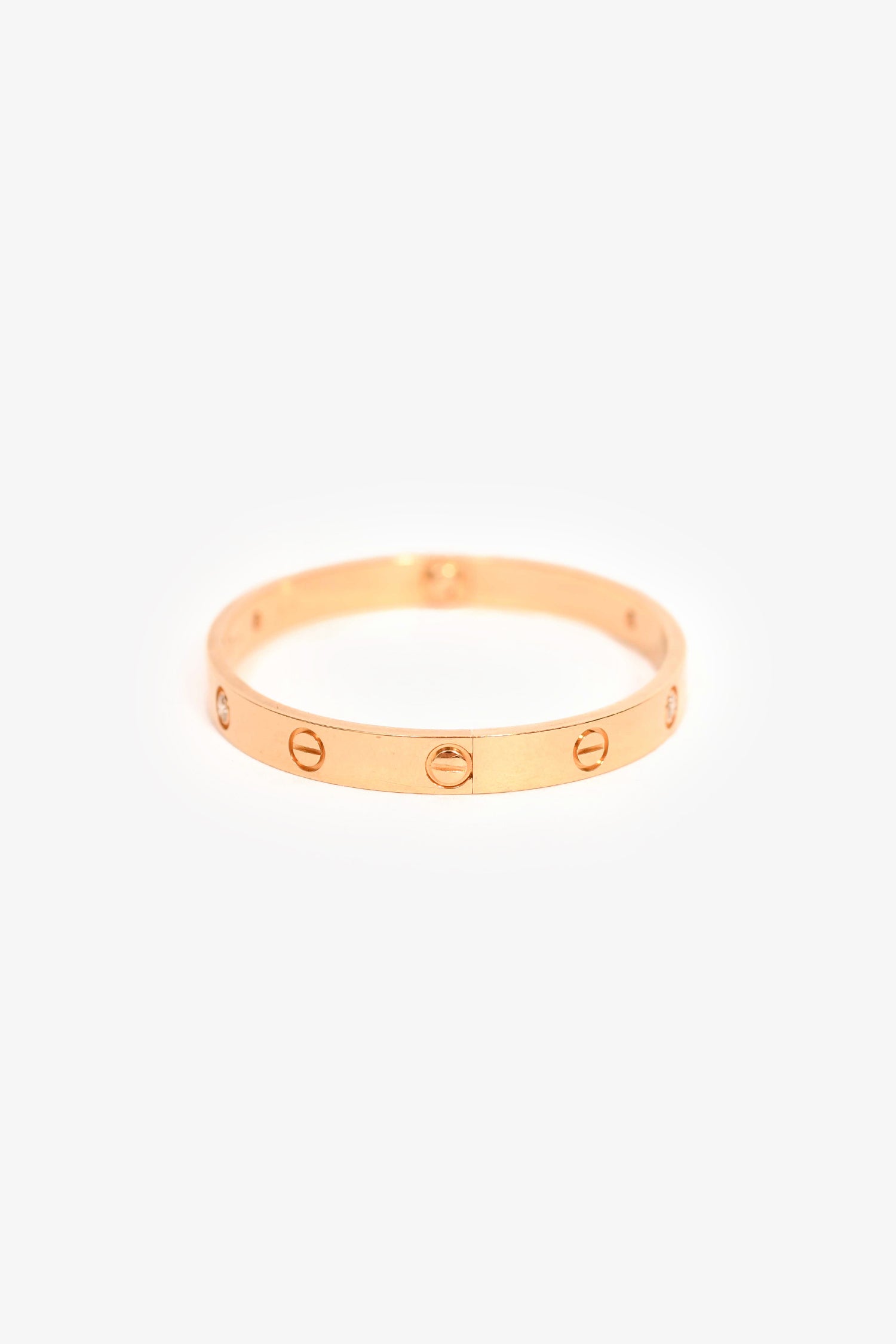 Cartier 18K Yellow Gold 4 Diamonds Medium Model Love Bracelet Size 17