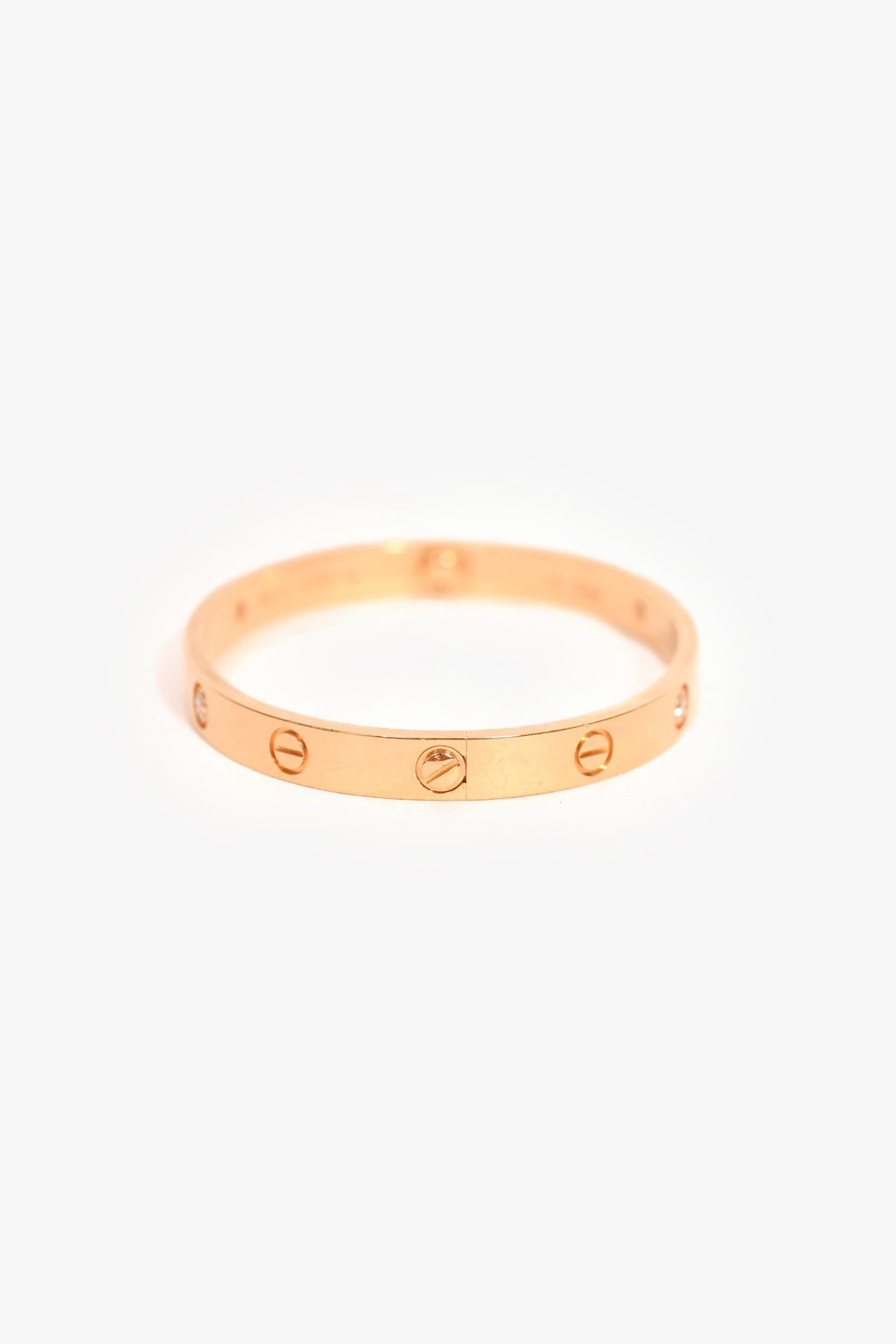 Cartier 18K Yellow Gold 4 Diamonds Medium Model Love Bracelet Size 17