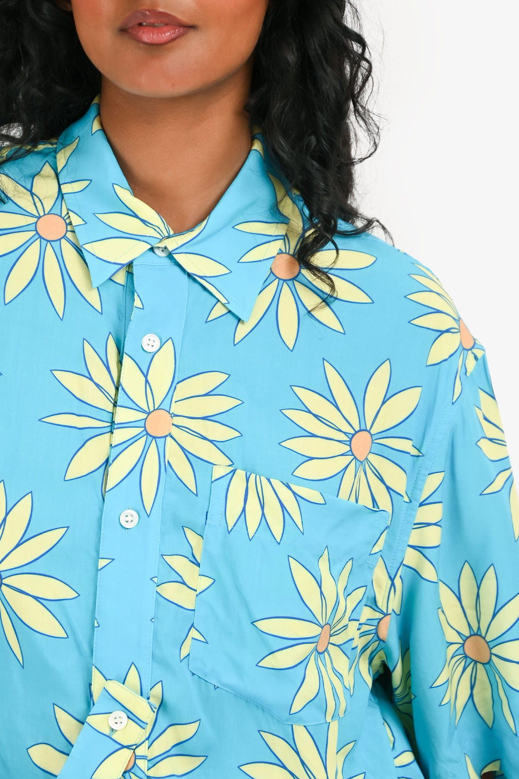Jacquemus Blue Daisy Printed 'Le Splash' Buttoned Top Size XS