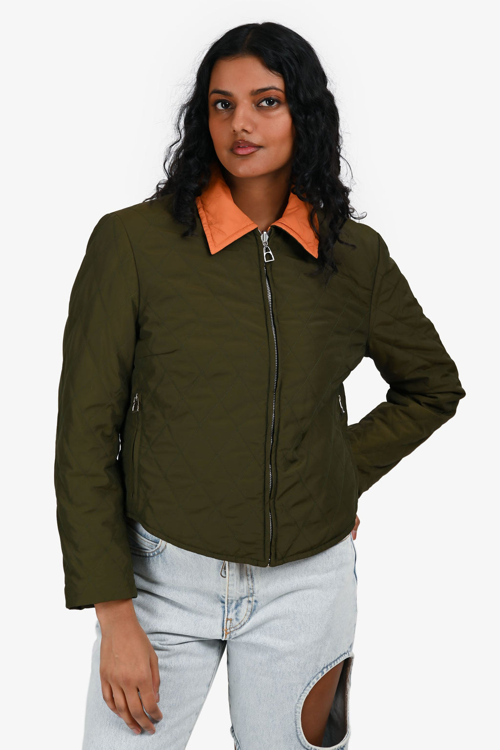 Hermès Green/Orange Reversible Quilted Coat Size M