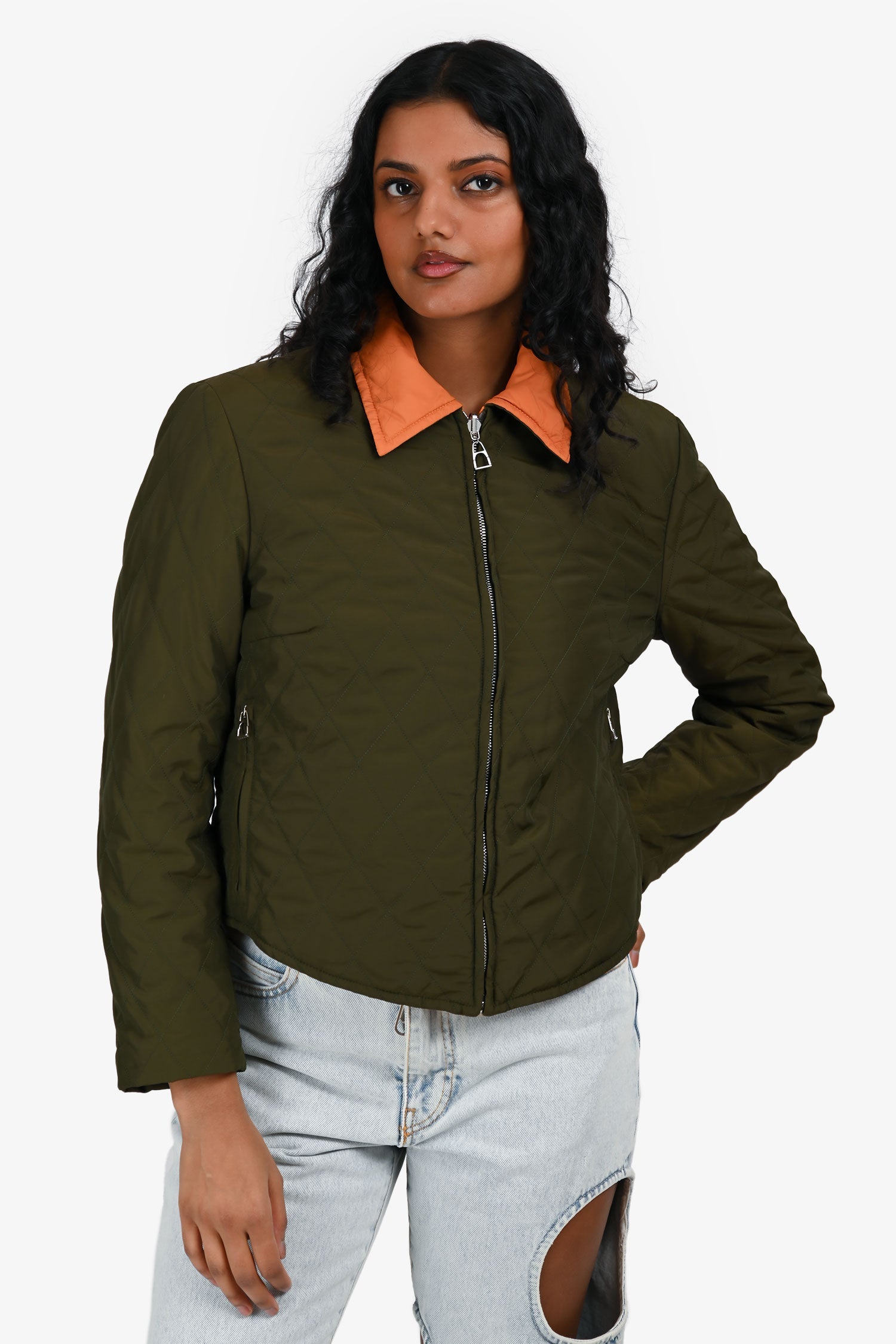 Hermès Green/Orange Reversible Quilted Coat Size M