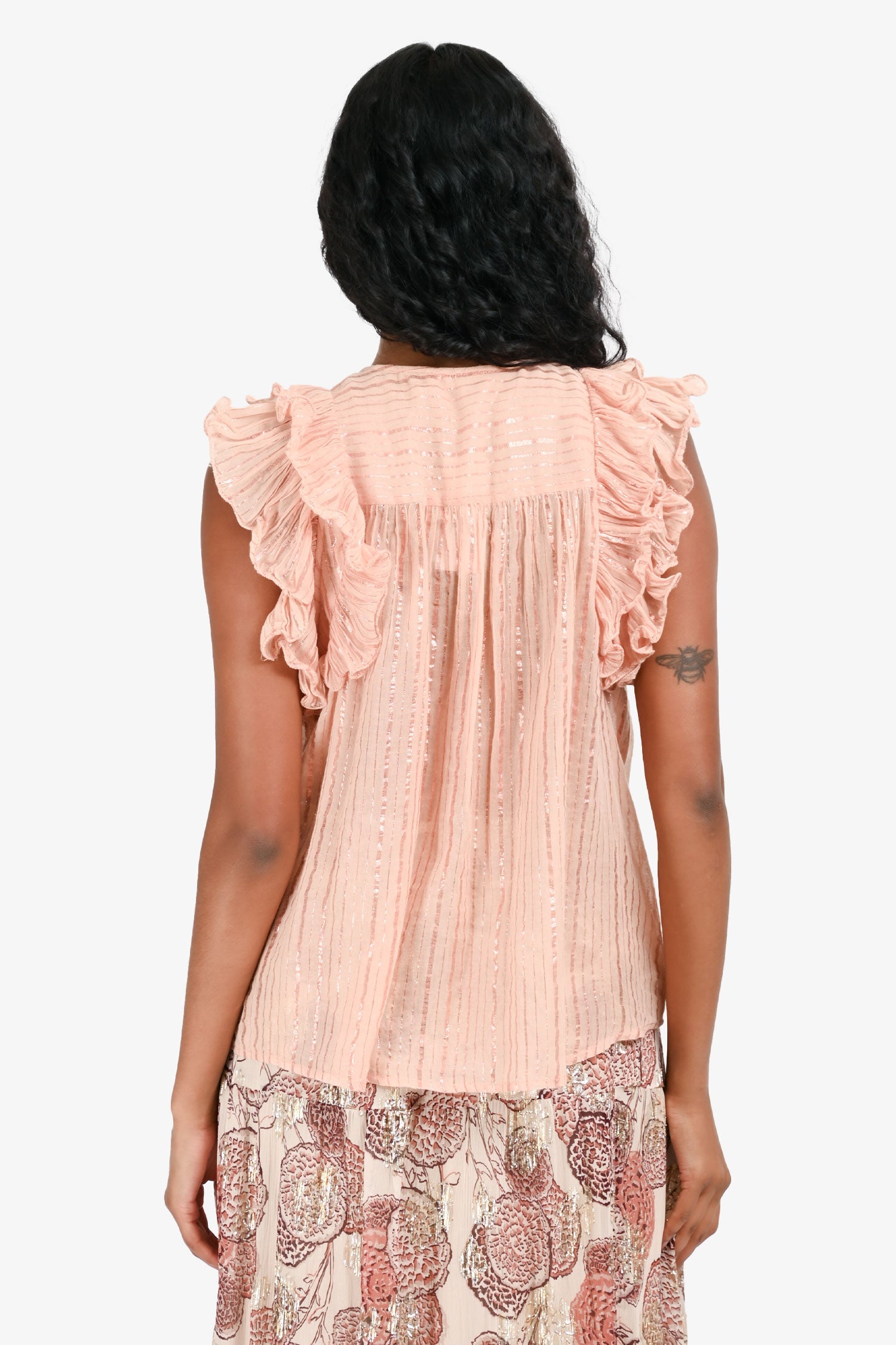 Ulla Johnson Pink Cotton Striped Short Sleeves Top Size XS
