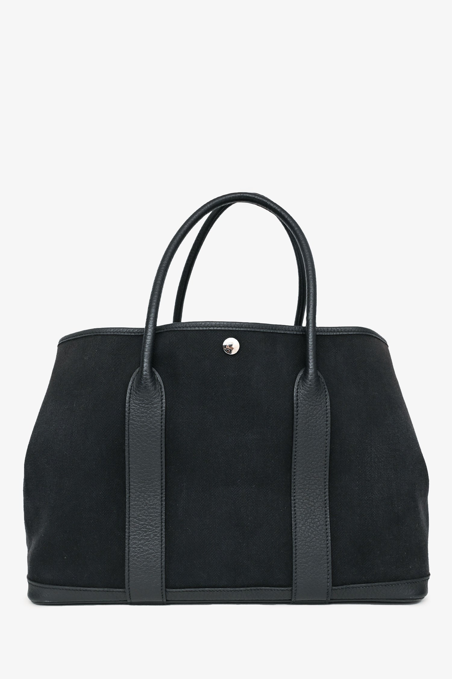 Hermès 2014 Black Toile Canvas/Leather Garden Party 36