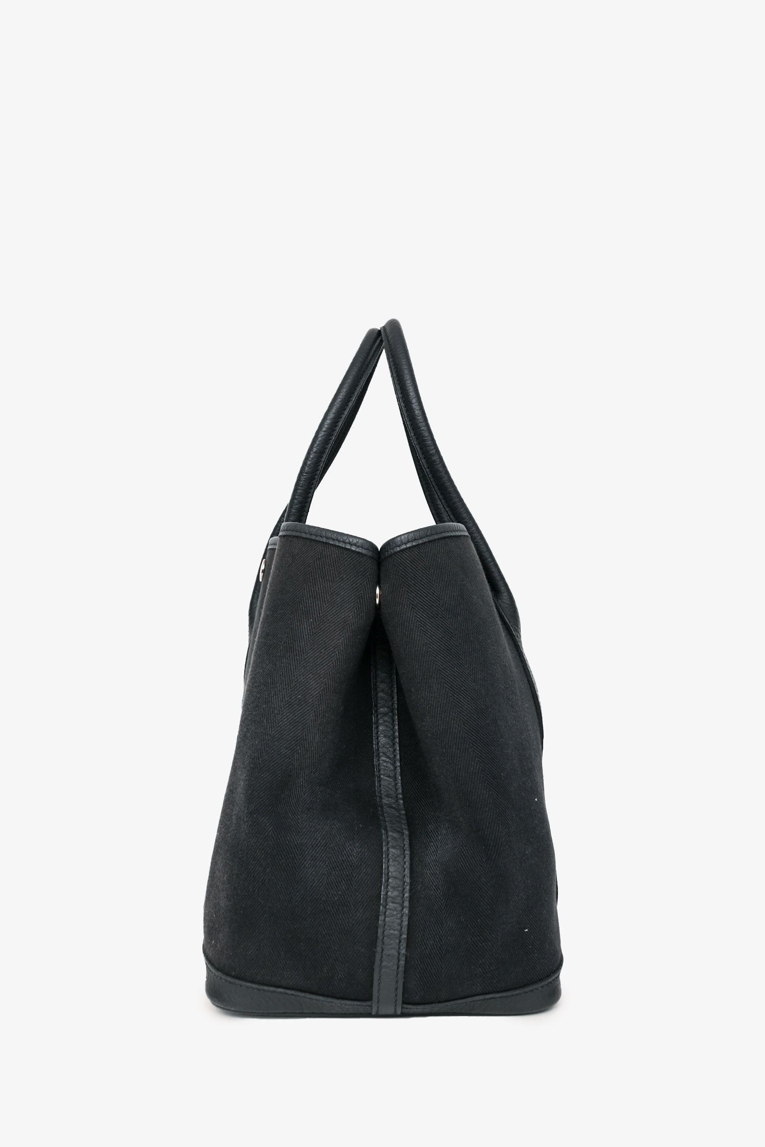 Hermès 2014 Black Toile Canvas/Leather Garden Party 36