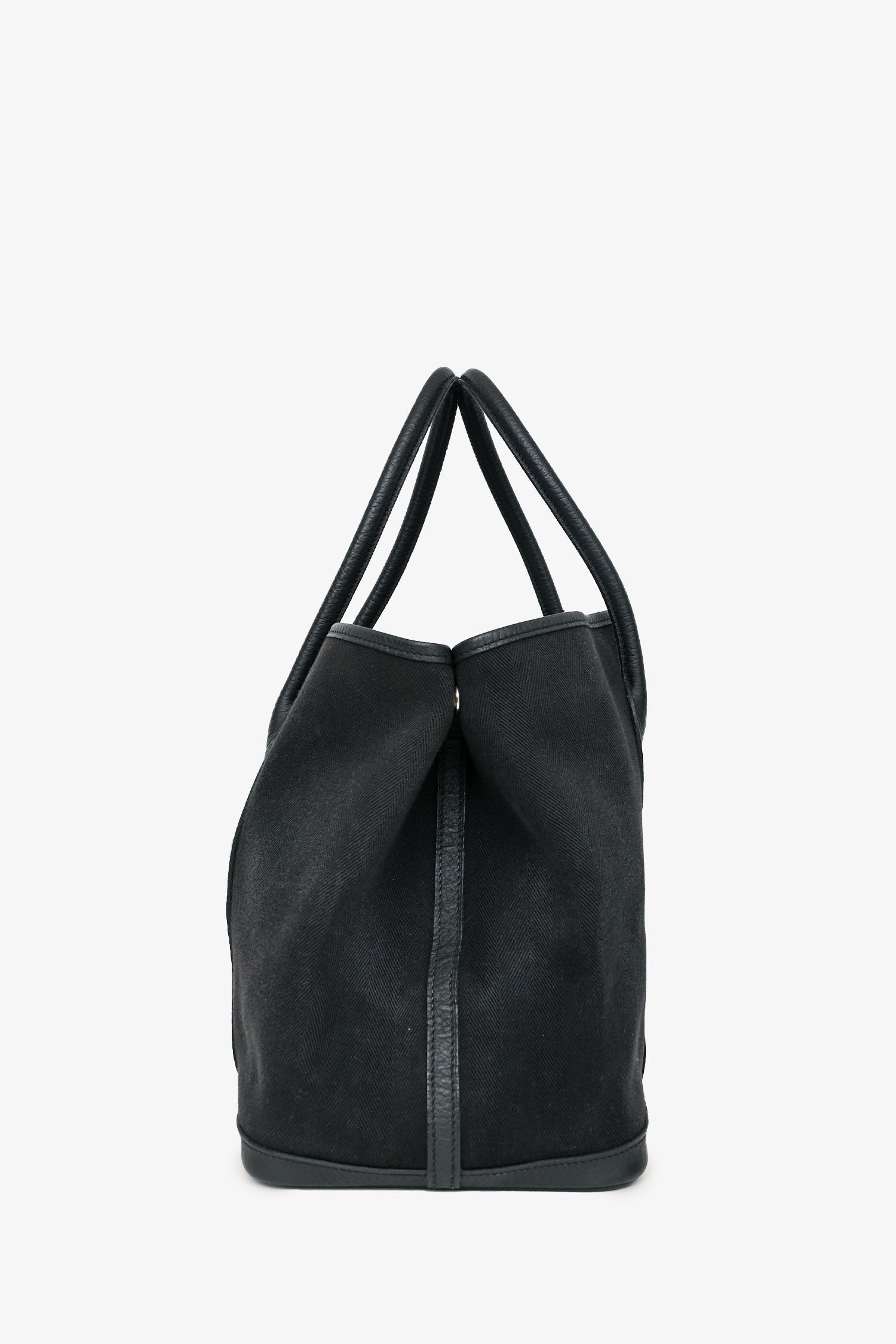 Hermès 2014 Black Toile Canvas/Leather Garden Party 36