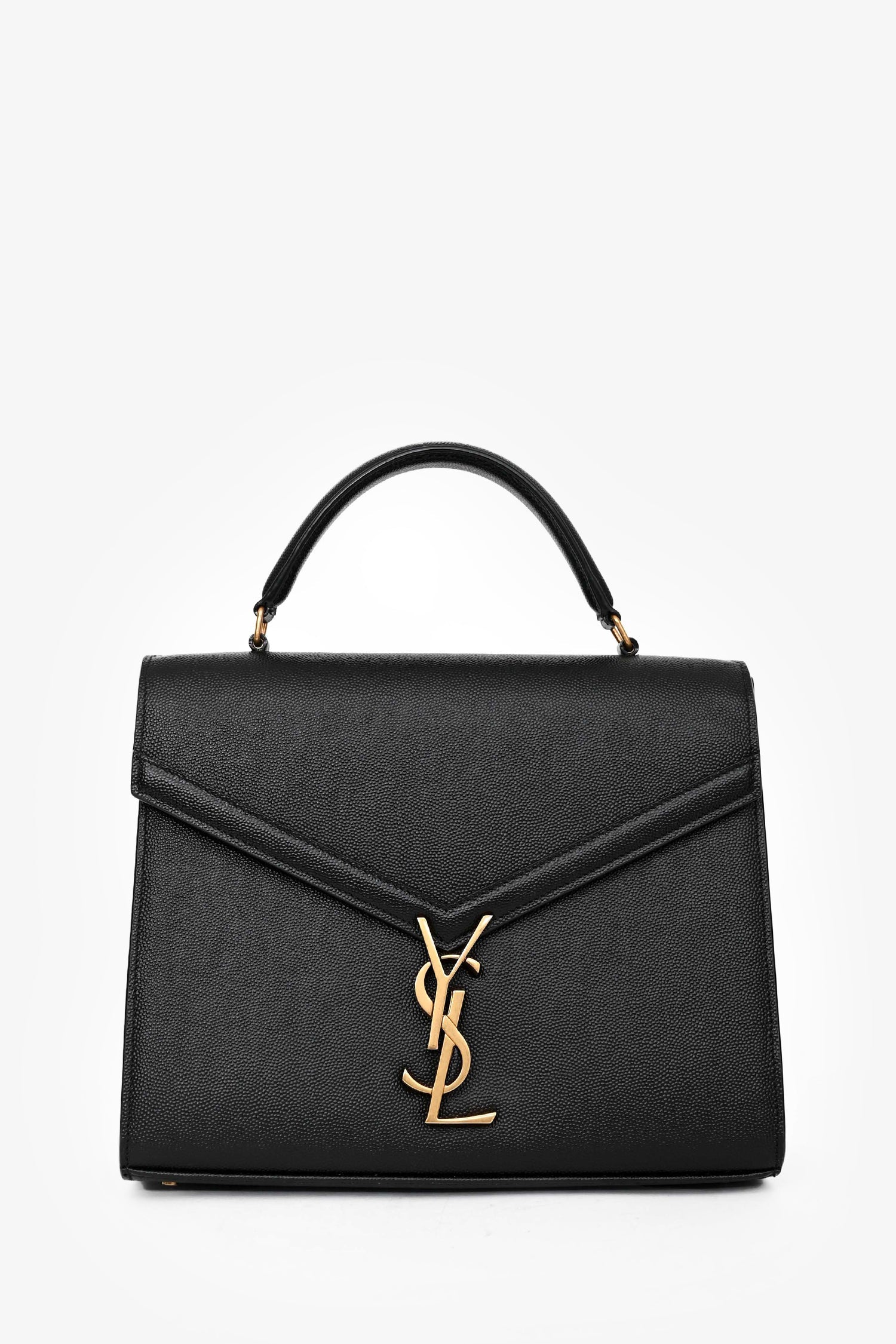 Saint Laurent 2019 Black Leather Cassandre Top Handle with Strap