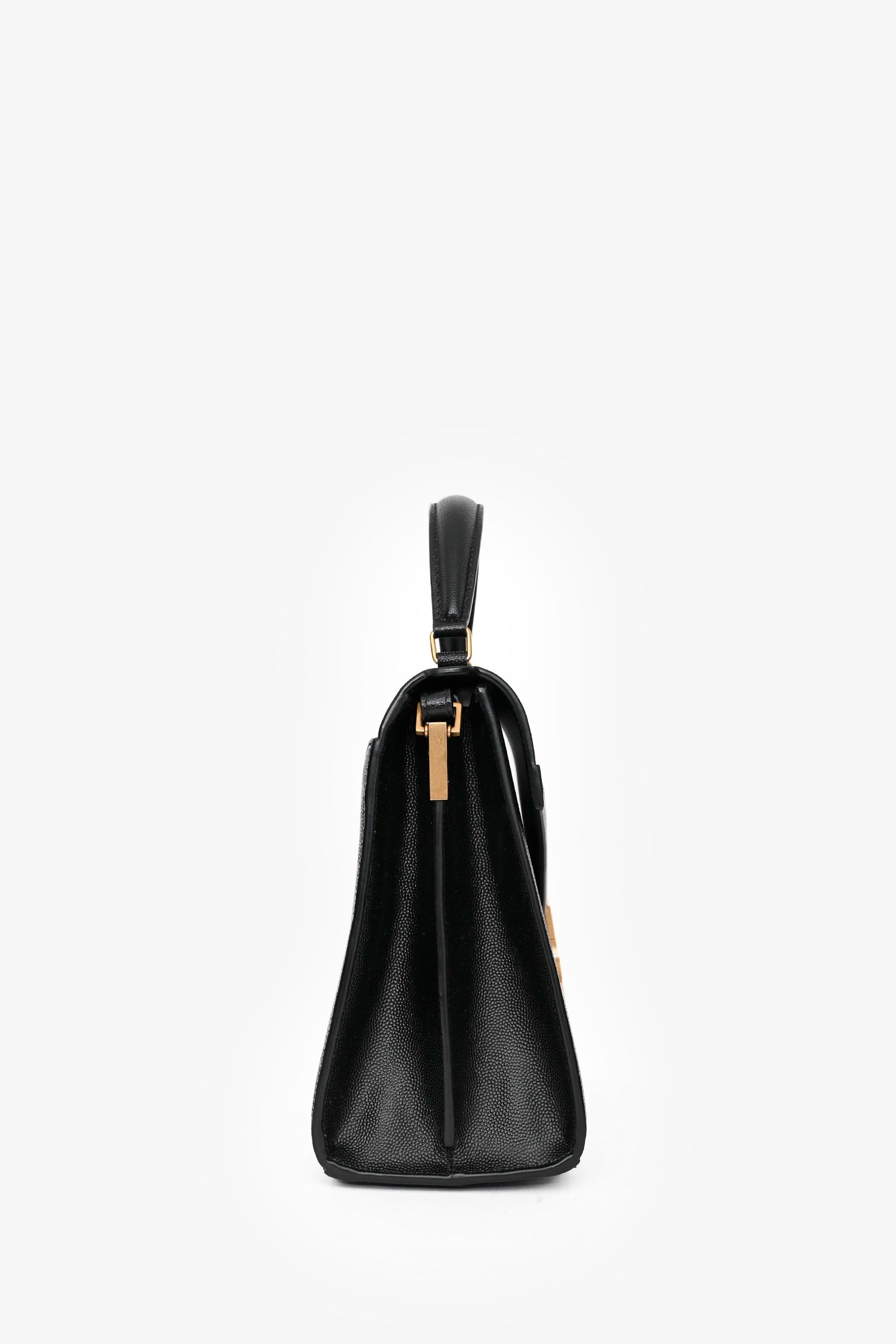 Saint Laurent 2019 Black Leather Cassandre Top Handle with Strap