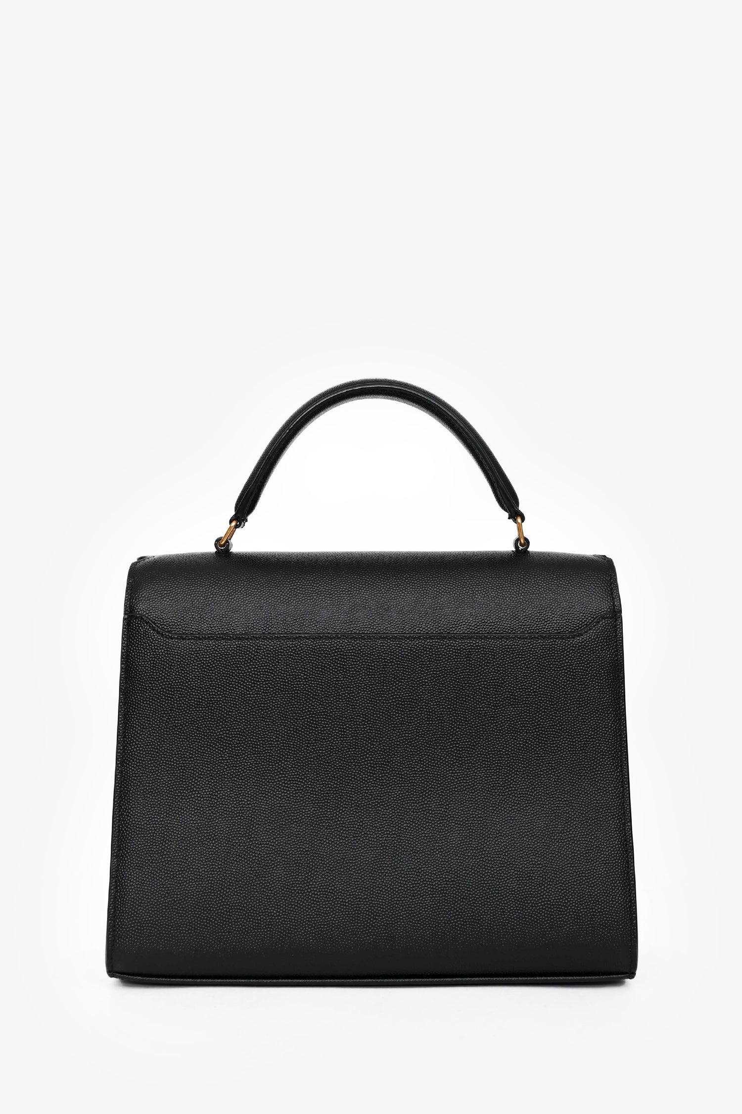 Saint Laurent 2019 Black Leather Cassandre Top Handle with Strap