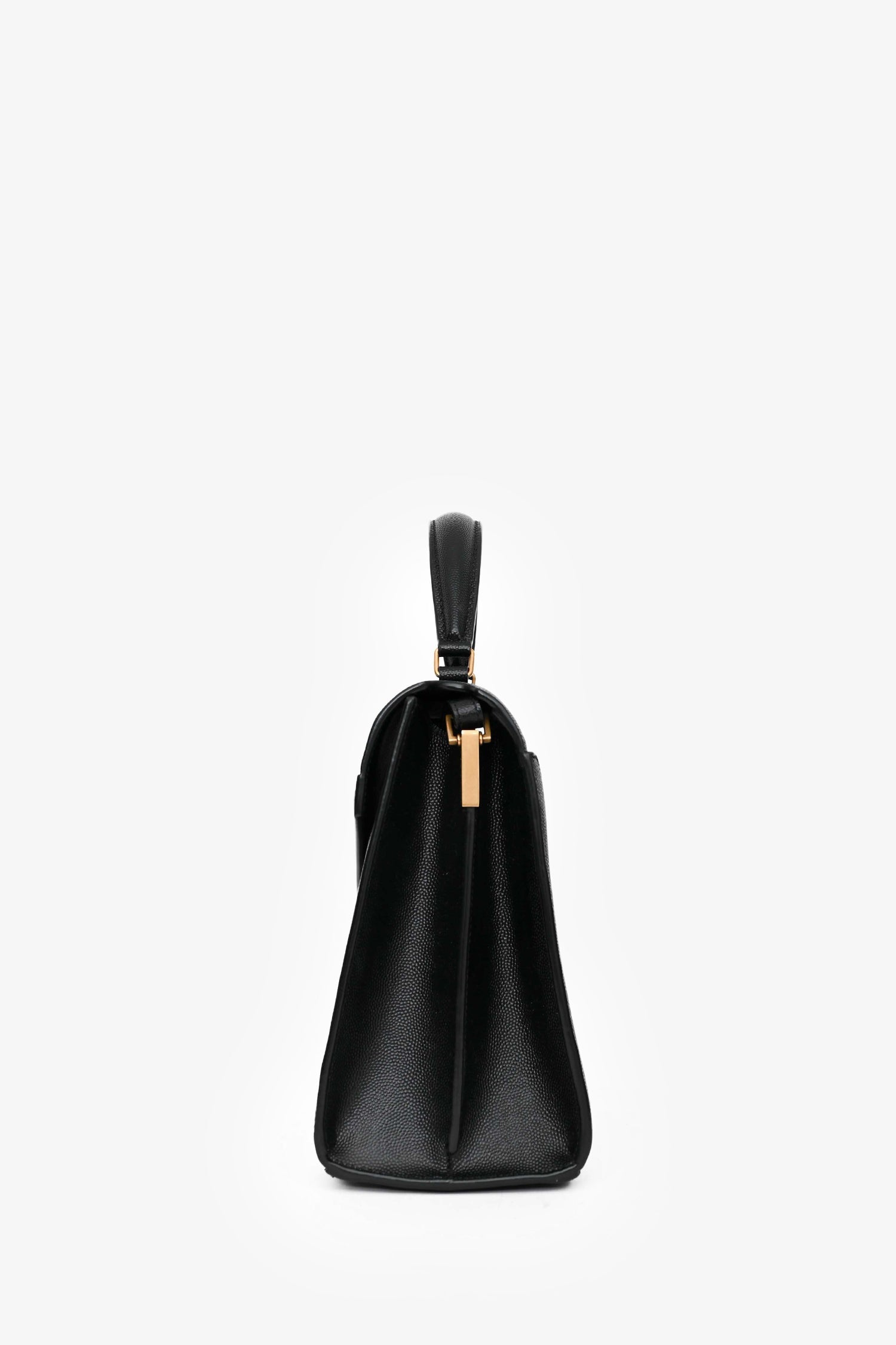 Saint Laurent 2019 Black Leather Cassandre Top Handle with Strap