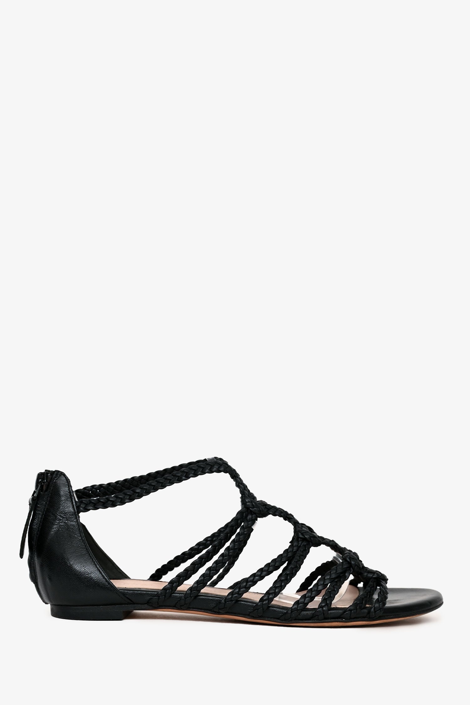 Alexander McQueen Black Leather Braided Sandals Size 36