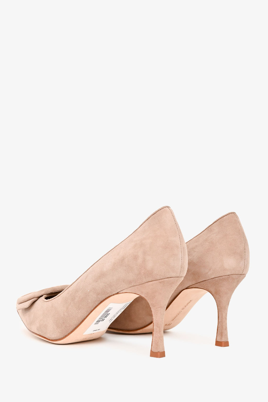 Manolo Blahnik Taupe Suede Leather Buckle Embellished Heels Size 39.5