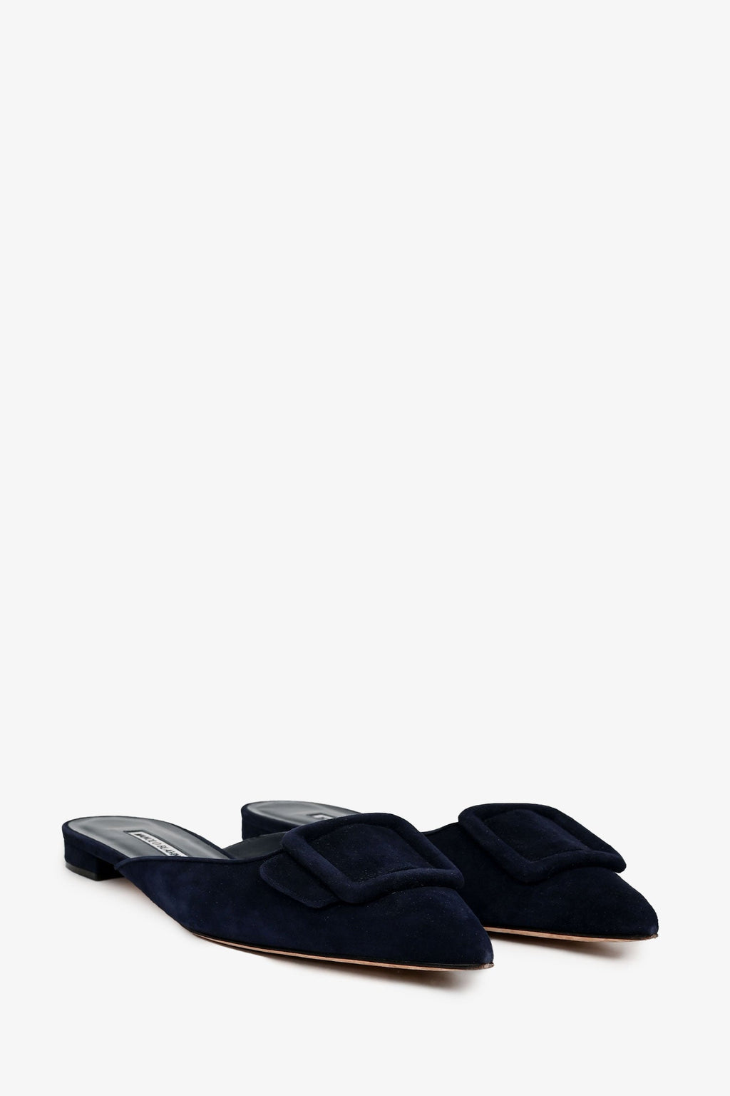 Manolo Blahnik Navy Suede Leather Maysala Mules Size 41