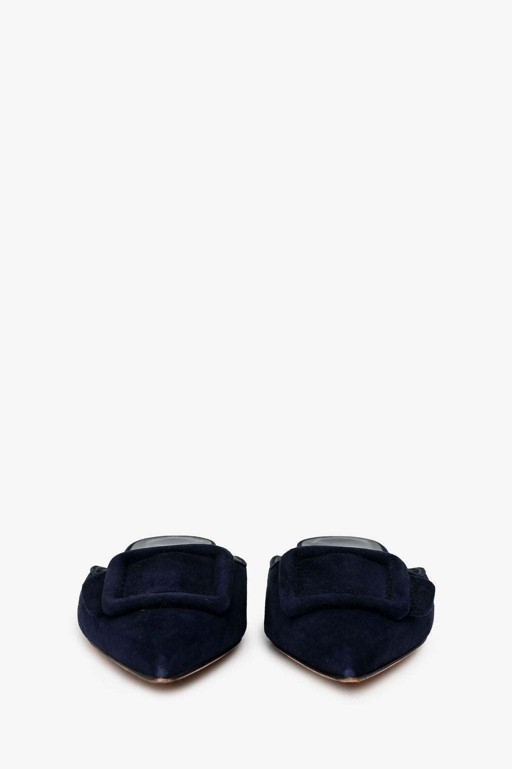 Manolo Blahnik Navy Suede Leather Maysala Mules Size 41