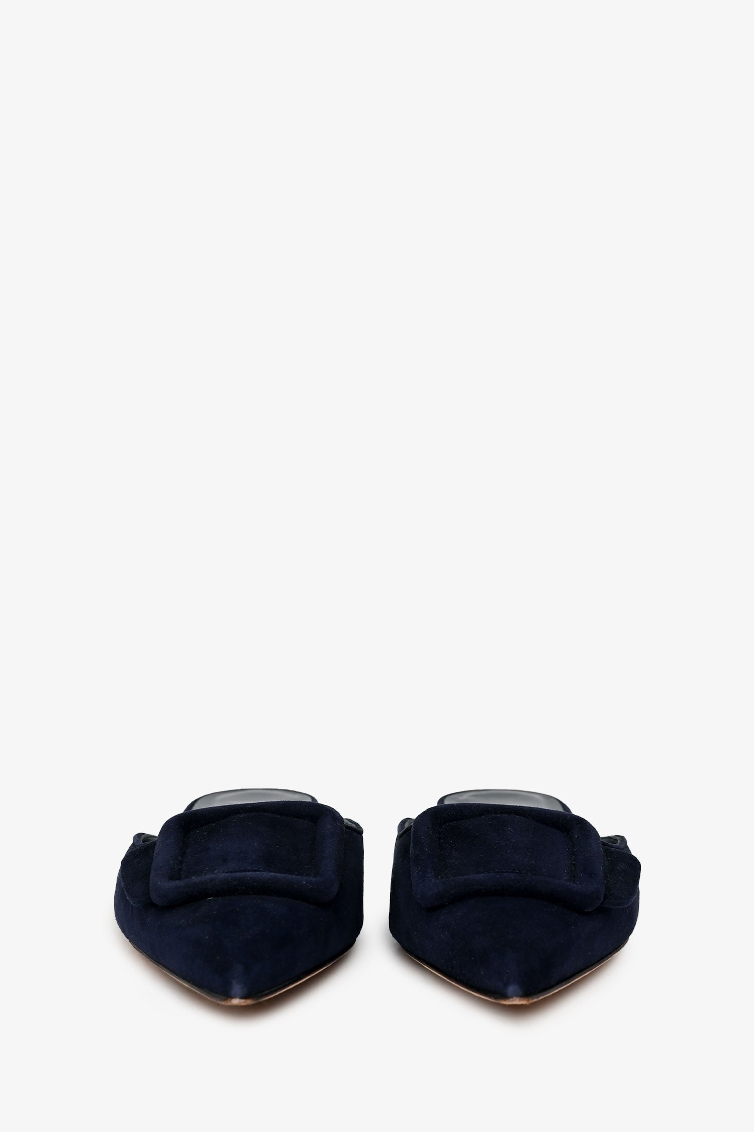 Manolo Blahnik Navy Suede Leather Maysala Mules Size 41