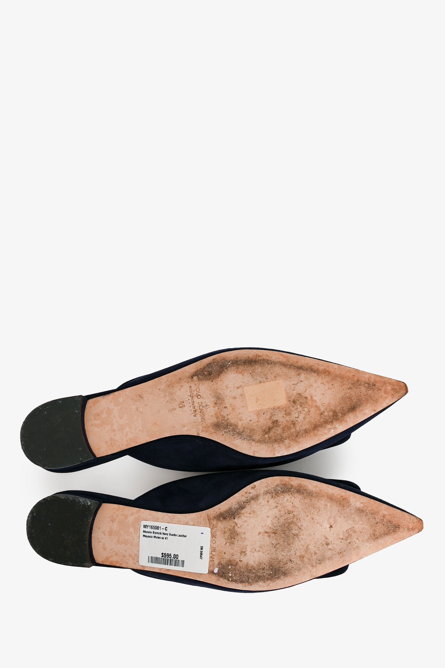 Manolo Blahnik Navy Suede Leather Maysala Mules Size 41