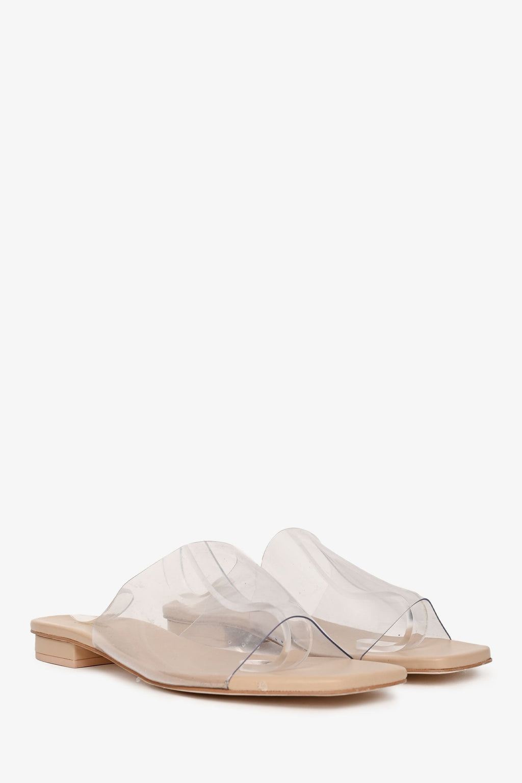 Cult Gaia Beige Leather/PVC Slides Size 41