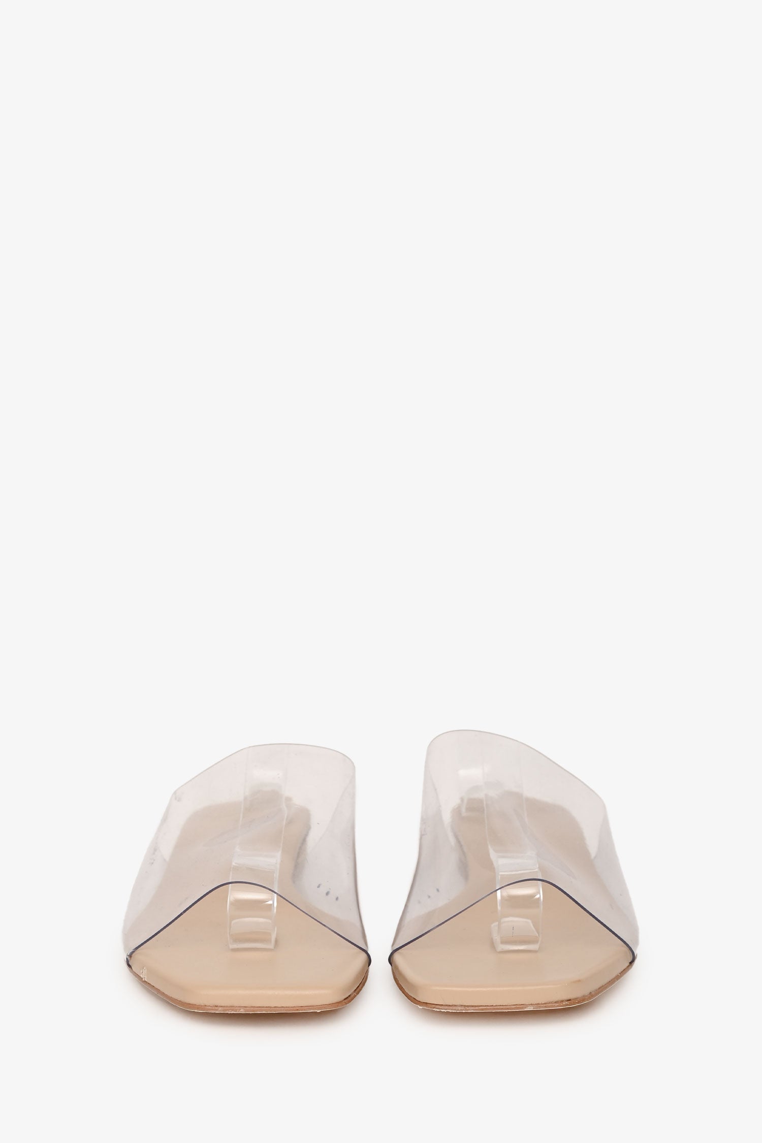 Cult Gaia Beige Leather/PVC Slides Size 41