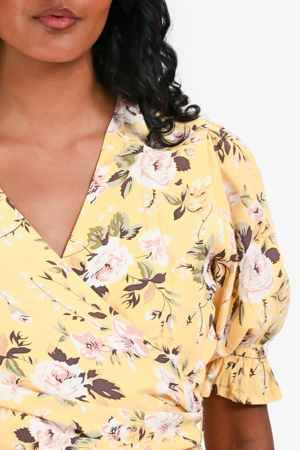Faithfull The Band Yellow Floral Cropped Top Size 4