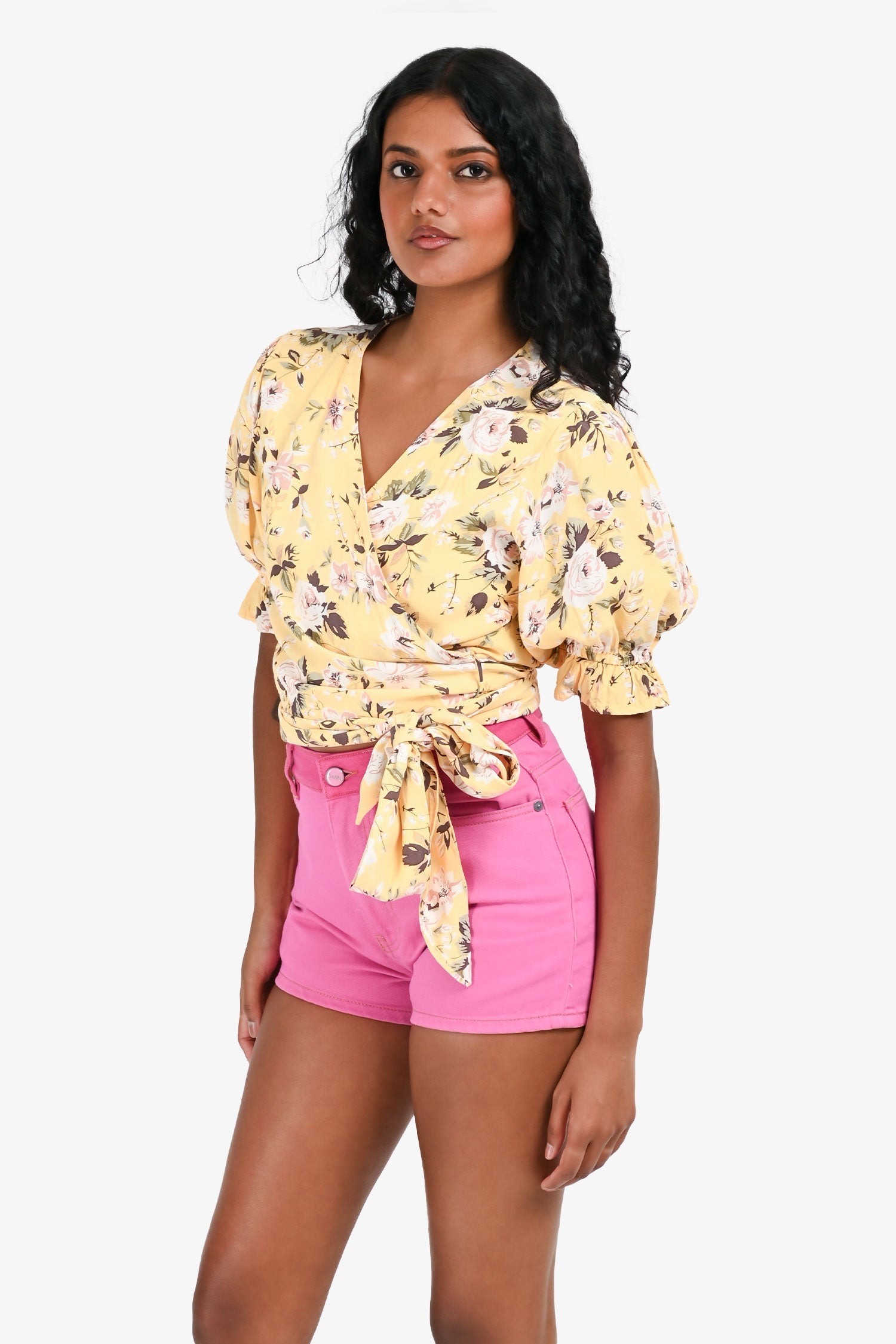 Faithfull The Band Yellow Floral Cropped Top Size 4