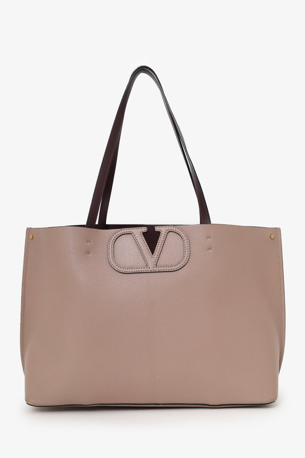 Valentino Taupe/Brown Leather Fillme Shopping Tote