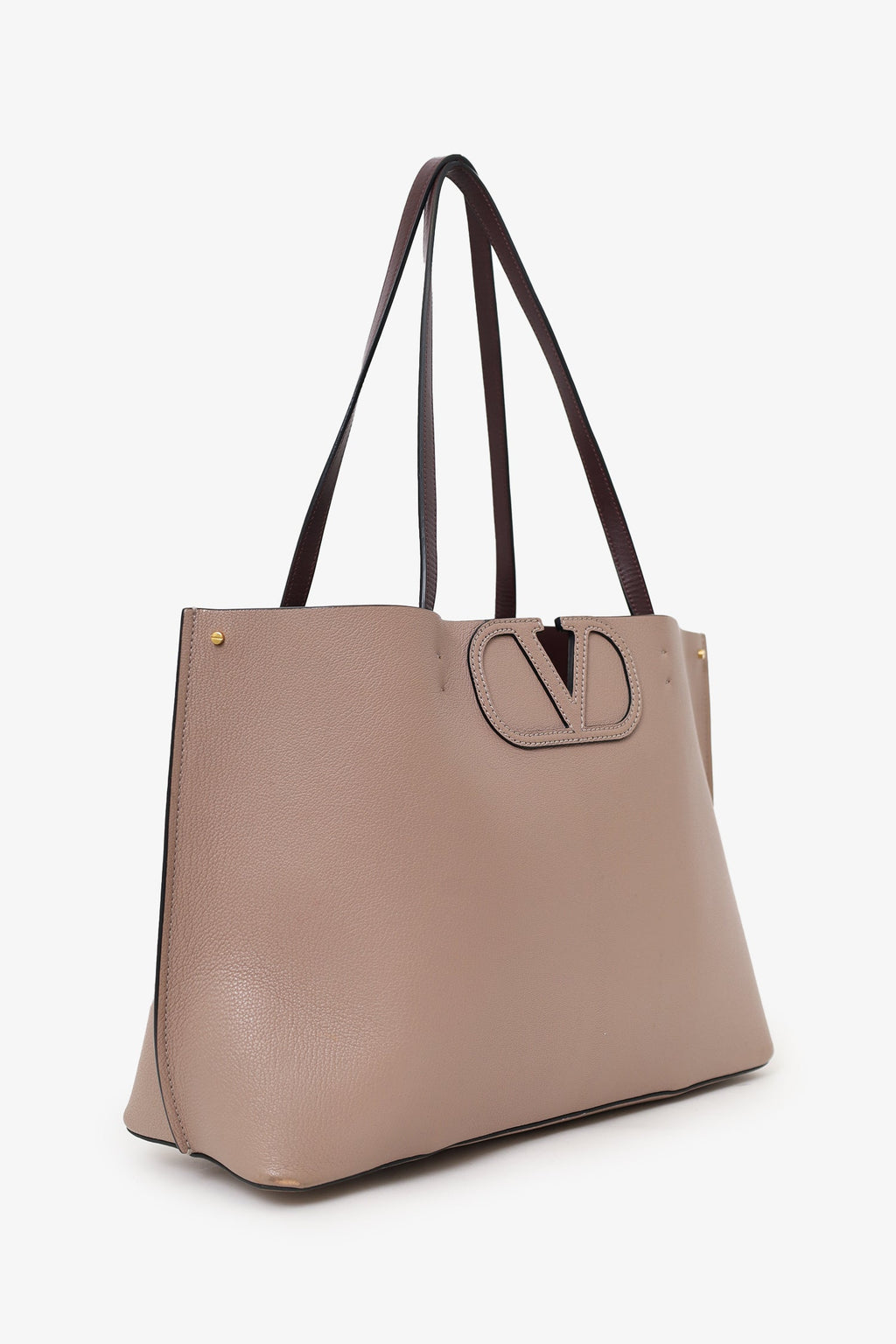 Valentino Taupe/Brown Leather Fillme Shopping Tote