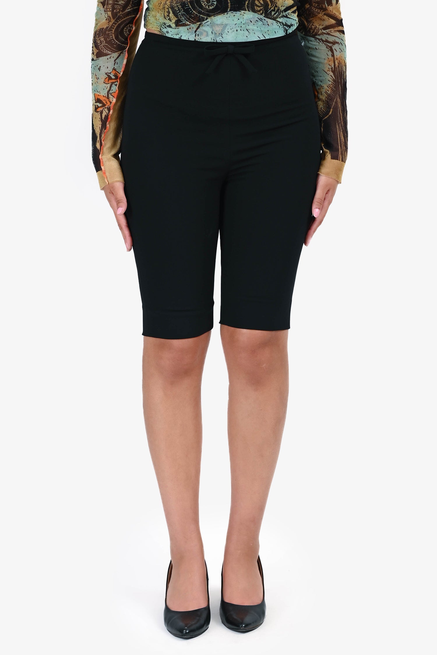 Miu Miu 2020 Black Bow Embellished Knee Length Pants Size 40
