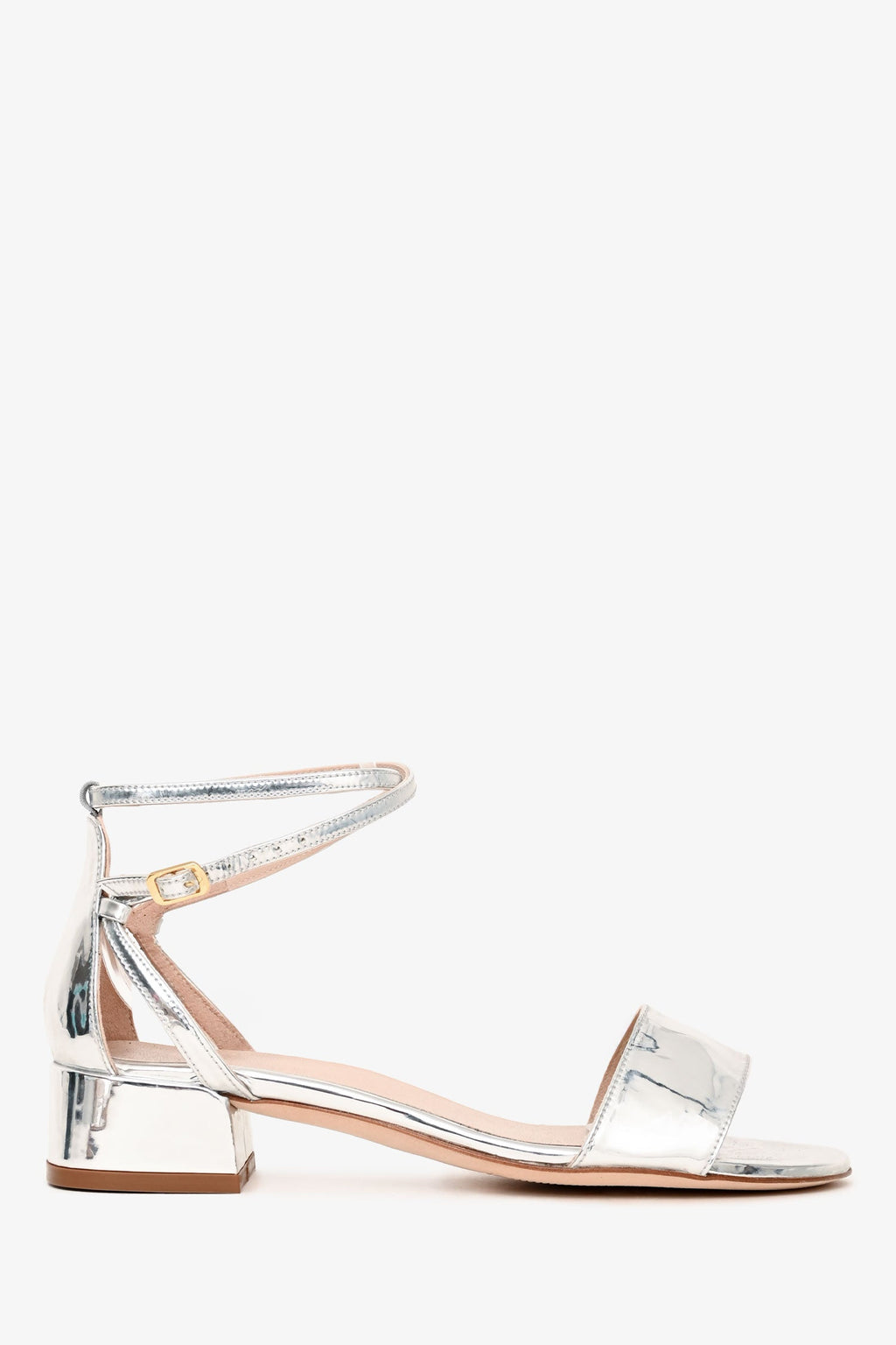 Stuart Weitzman Silver Metallic Leather Sandals Size 36.5