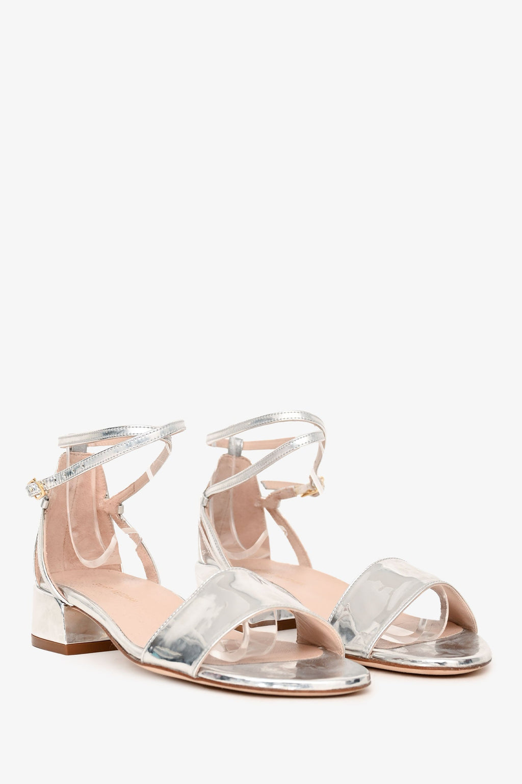 Stuart Weitzman Silver Metallic Leather Sandals Size 36.5