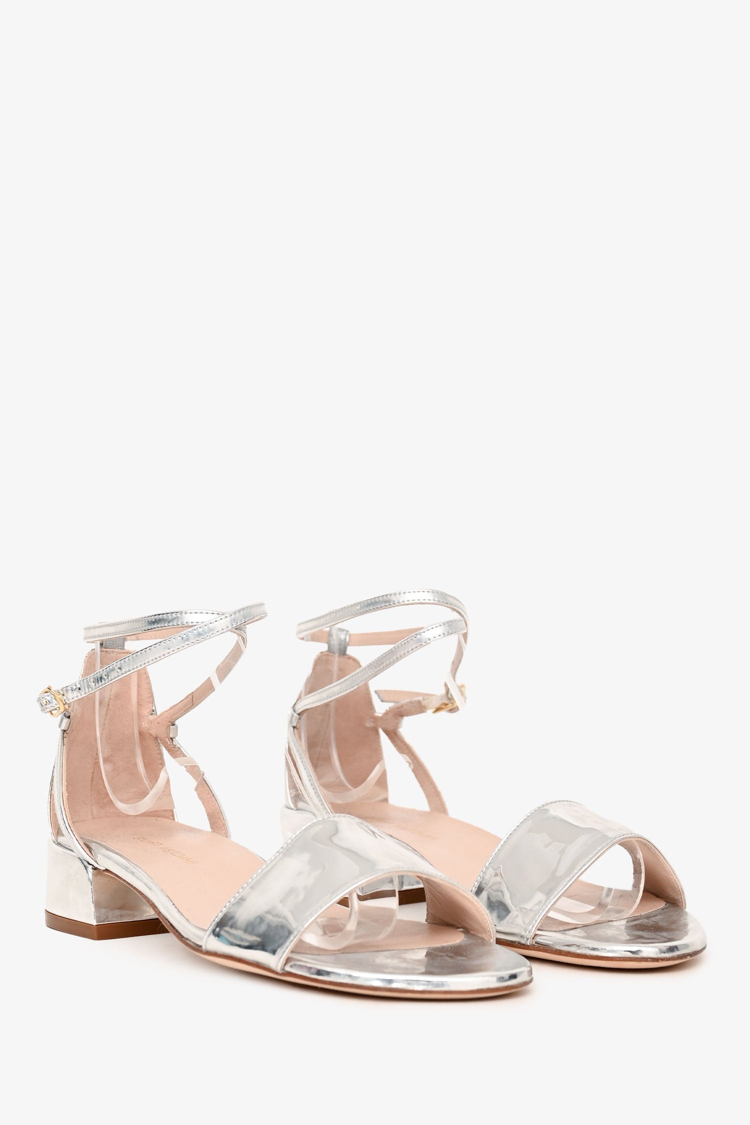 Stuart Weitzman Silver Metallic Leather Sandals Size 36.5