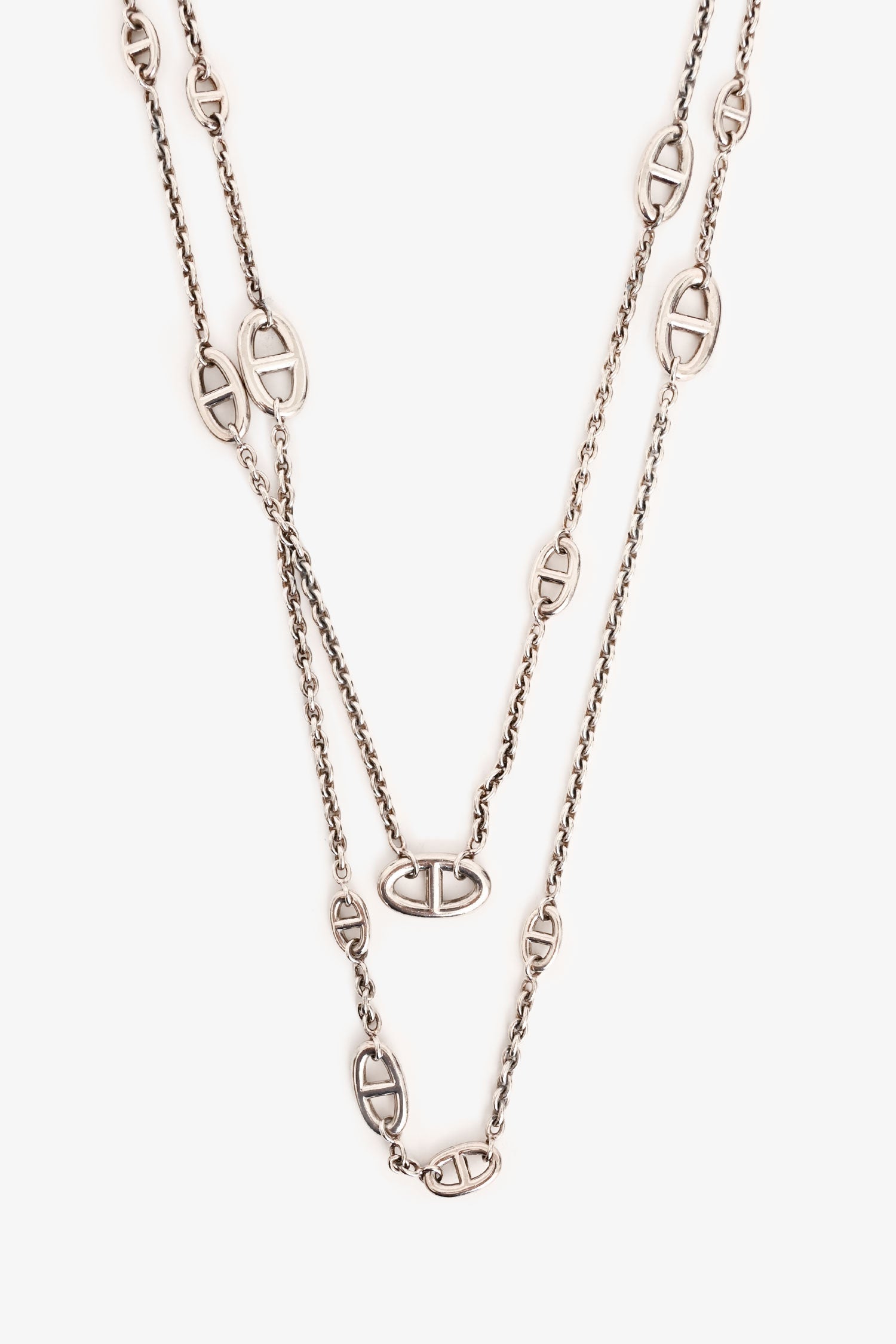 Hermès Sterling Silver Farandole Long Necklace 160