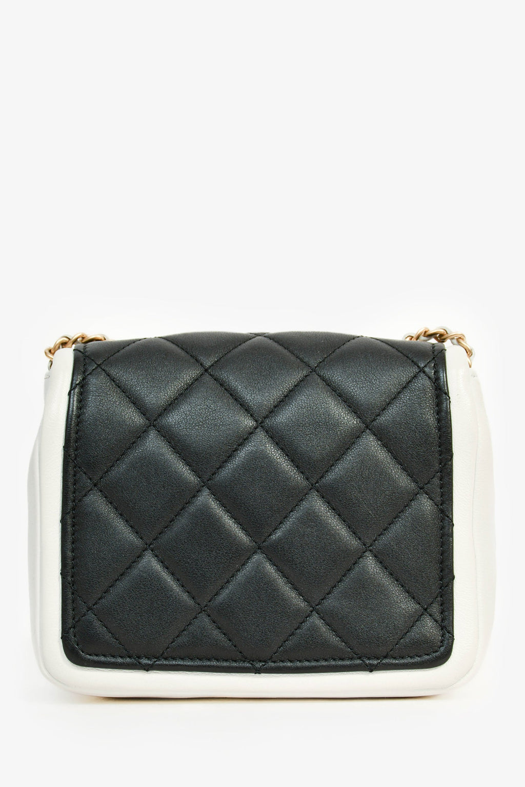 Pre-Loved Chanel™ 2014 Black/White Lambskin Medium Graphic Mini Square Flap Bag